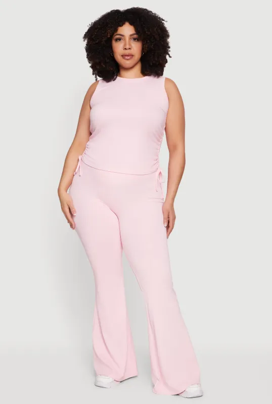 Plus Size Stretchy High Waisted Flare Leg Pants sold by Rainbow