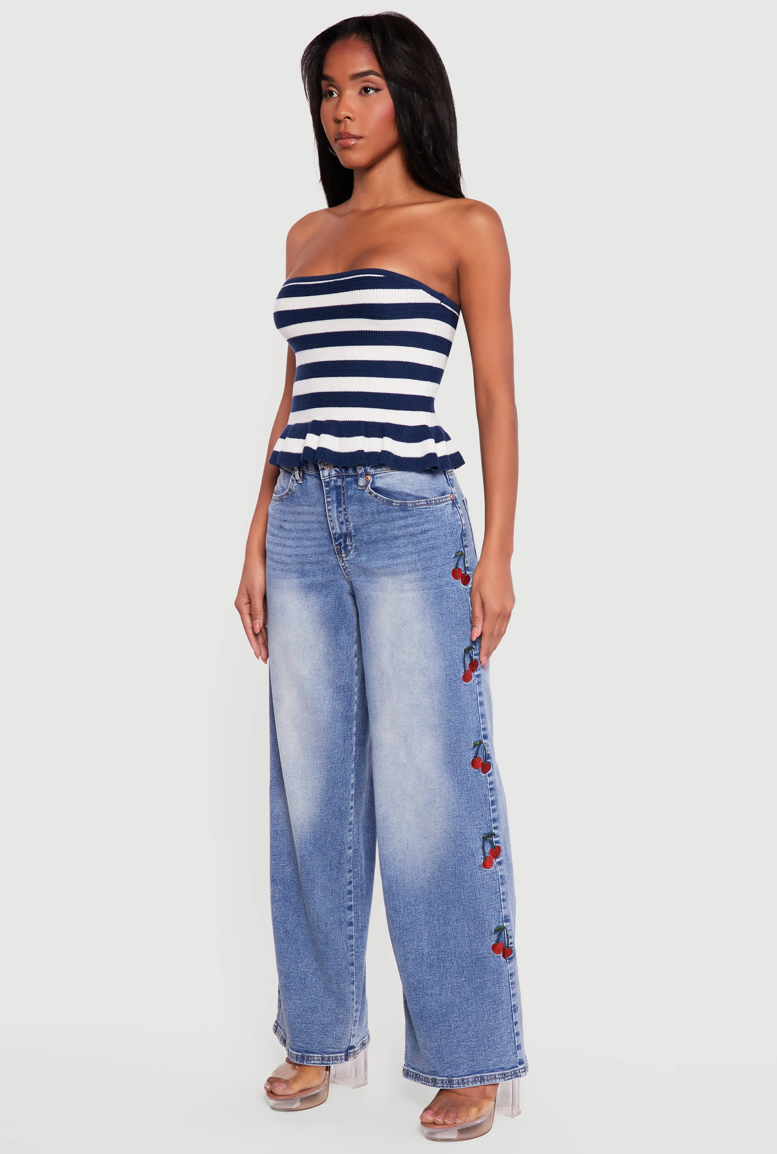 Striped Knitted Peplum Tube Top sold by Rainbow product image thumbnail 3