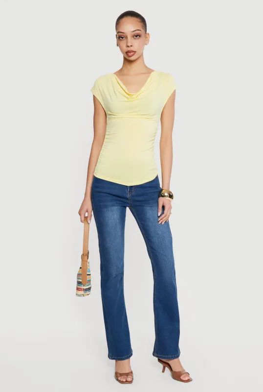 Ruched Side Cap Sleeve Cowl Neck Top sold by Rainbow