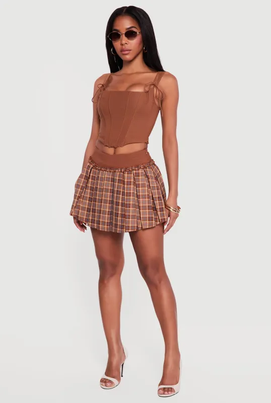 High Waisted Plaid Pleated Skirt sold by Rainbow