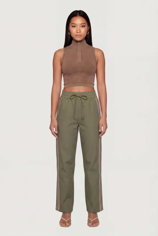 Side Stripe Drawstring Waist Straight Leg Track Pants sold by Rainbow