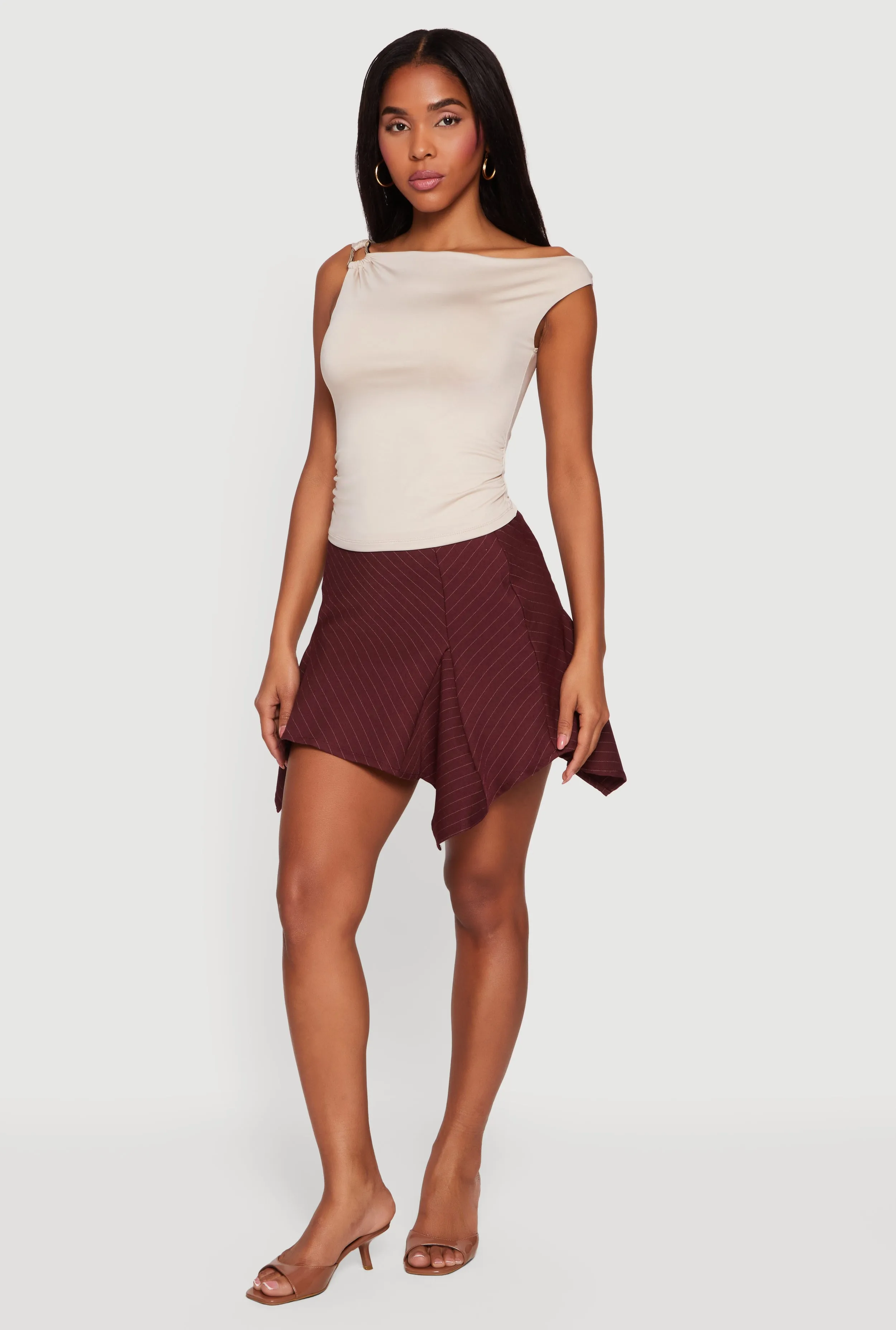 Asymmetric Metallic Ring Detail Side Ruched Blouse sold by Rainbow product image thumbnail 3