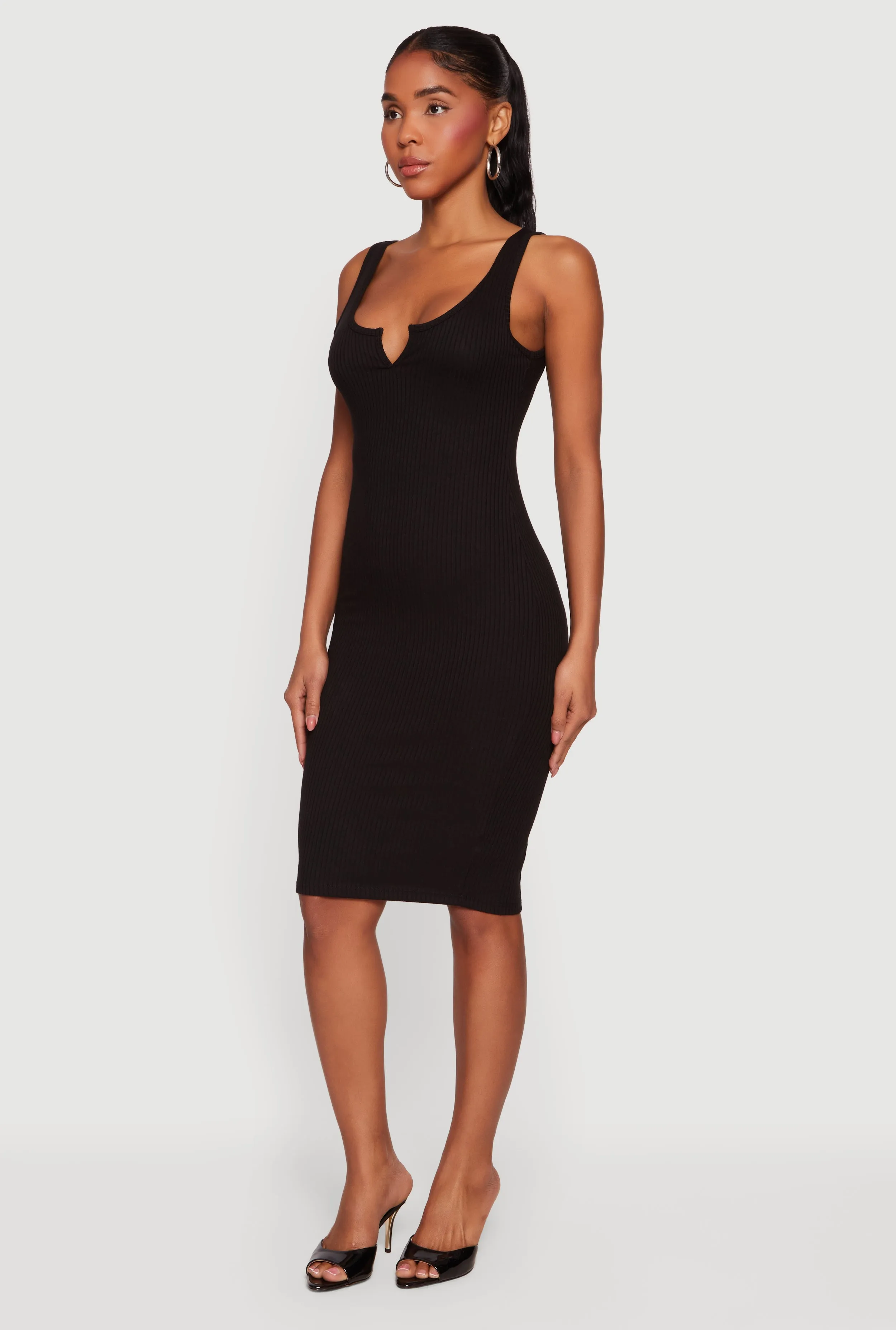 Rib Knit Notch Neck Tank Midi Dress sold by Rainbow product image thumbnail 2