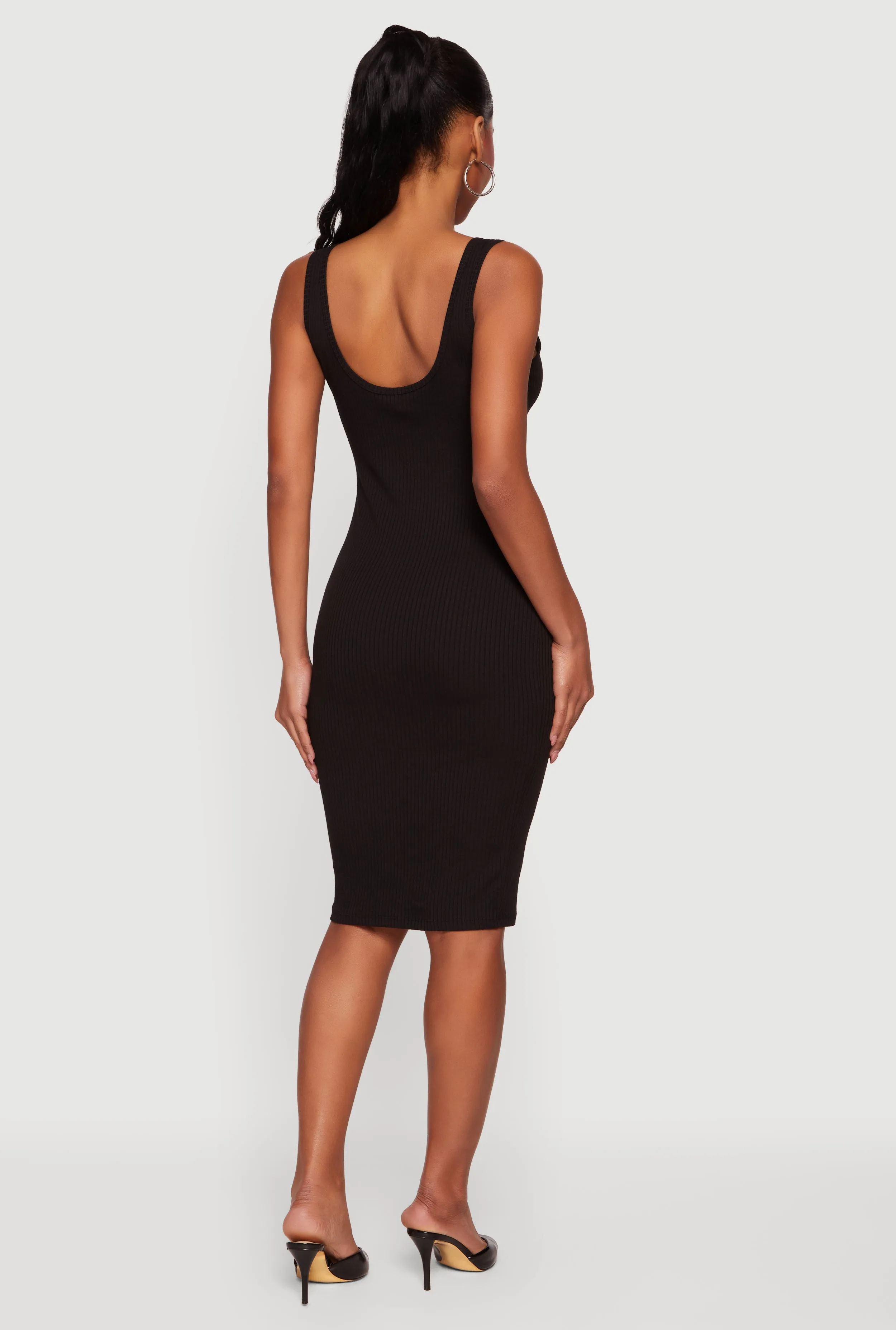 Rib Knit Notch Neck Tank Midi Dress sold by Rainbow product image thumbnail 3