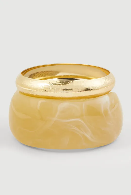 Metallic and Chunky Resin Bangles Set of 2 sold by Rainbow