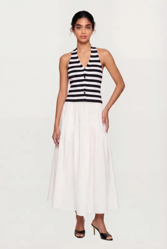 Ribbed Knit Striped Button Front Halter Top sold by Rainbow