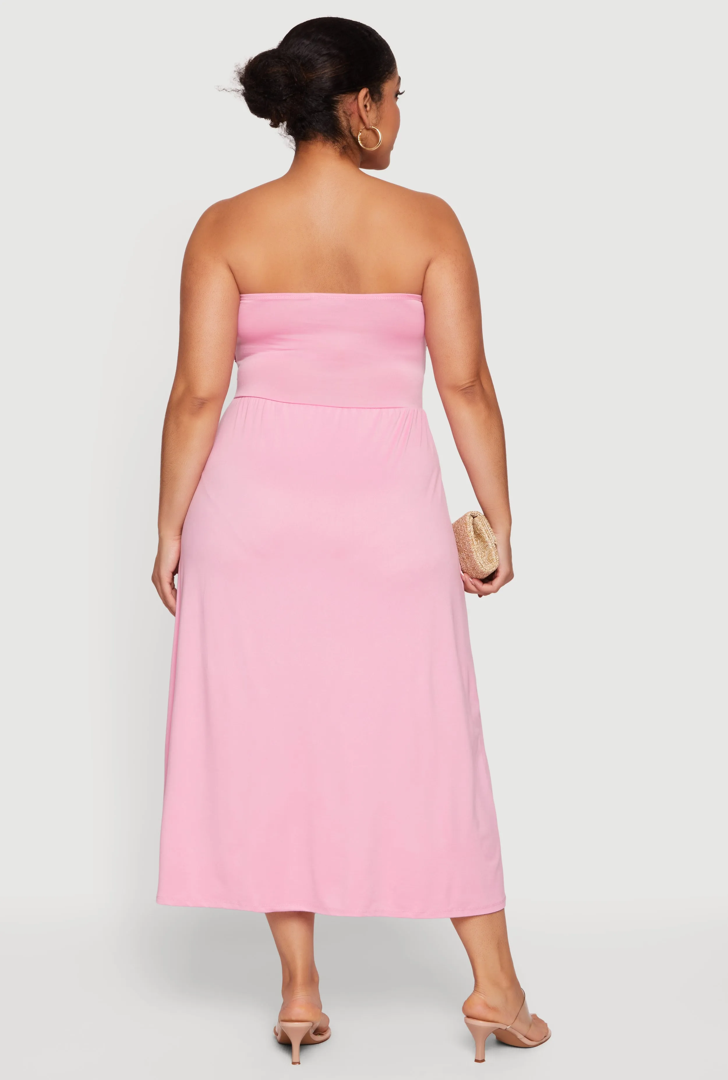 Plus Size Soft Knit Ruched Tube Dress with Pockets sold by Rainbow product image thumbnail 3