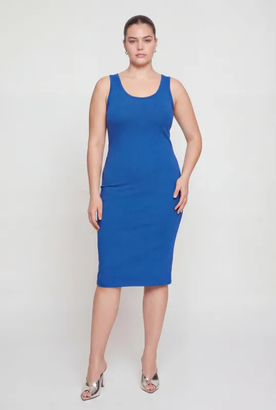 Plus Size Scoop Neck Tank Midi Dress sold by Rainbow