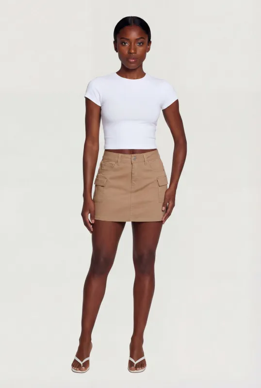 WAX Solid Twill Cargo Skirt sold by Rainbow