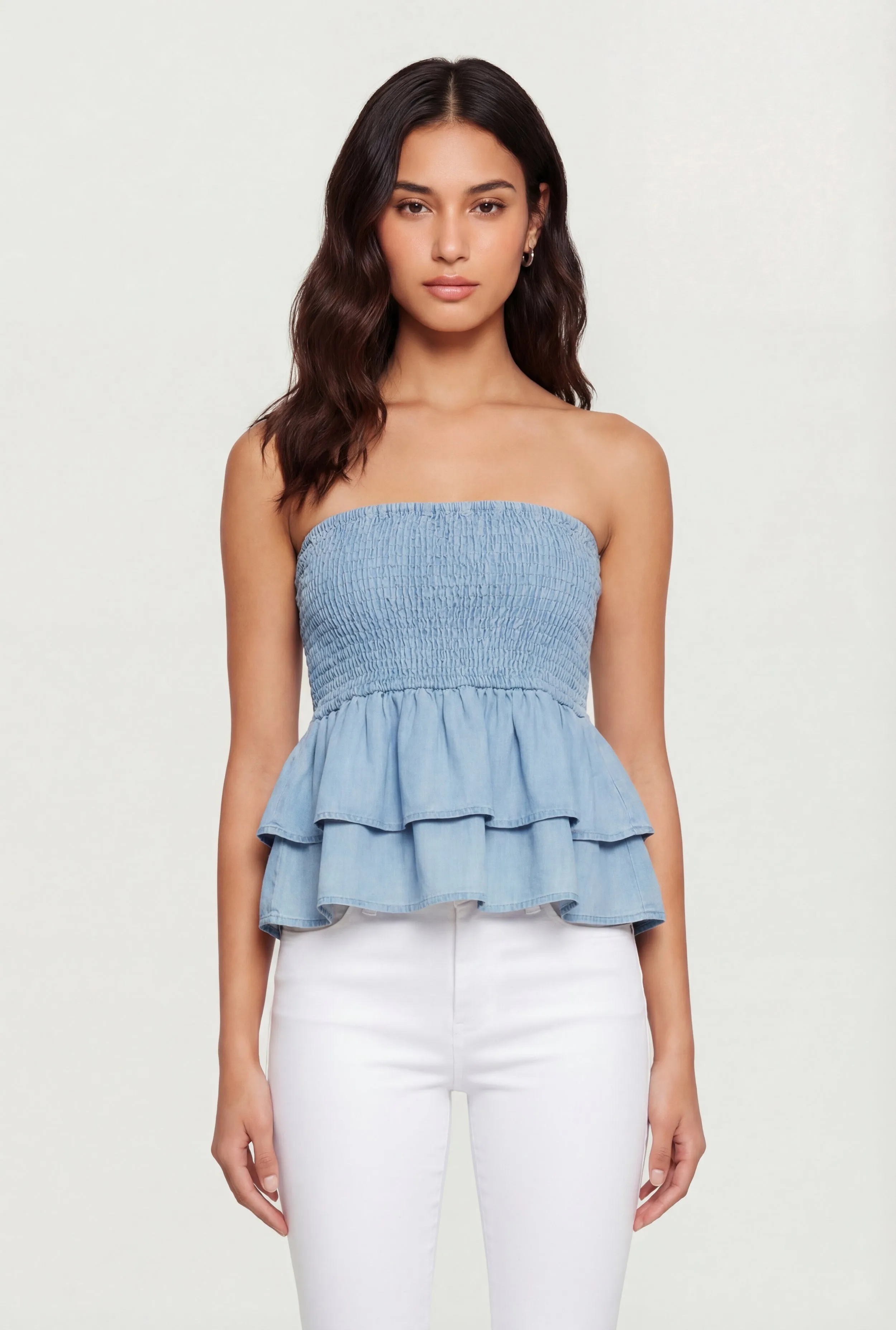 Smocked Tiered Peplum Tube Top sold by Rainbow product image thumbnail 2