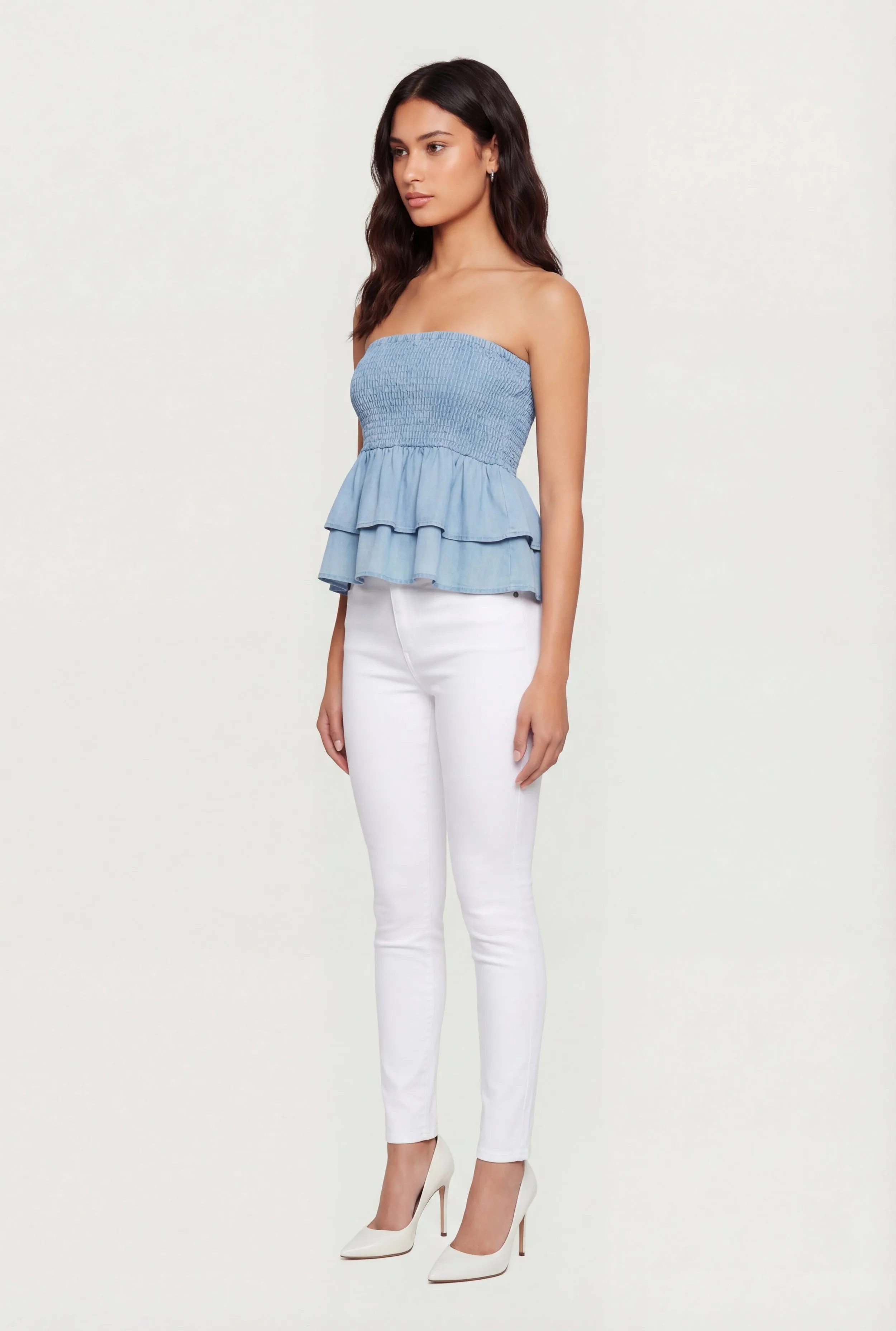 Smocked Tiered Peplum Tube Top sold by Rainbow product image thumbnail 3