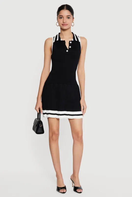 Varsity Stripe Pleated Polo Mini Dress sold by Rainbow