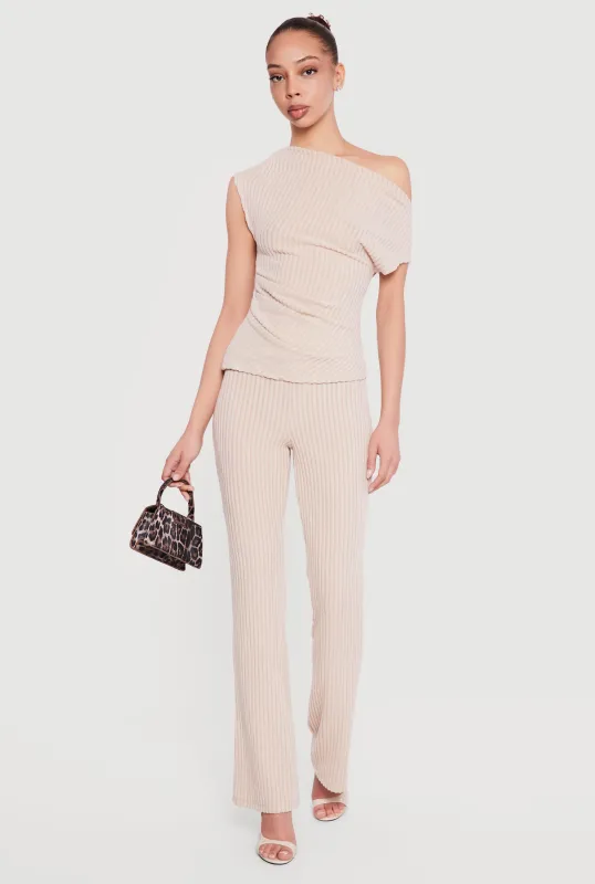 Ribbed Knit High Waisted Slim Bootcut Pants sold by Rainbow