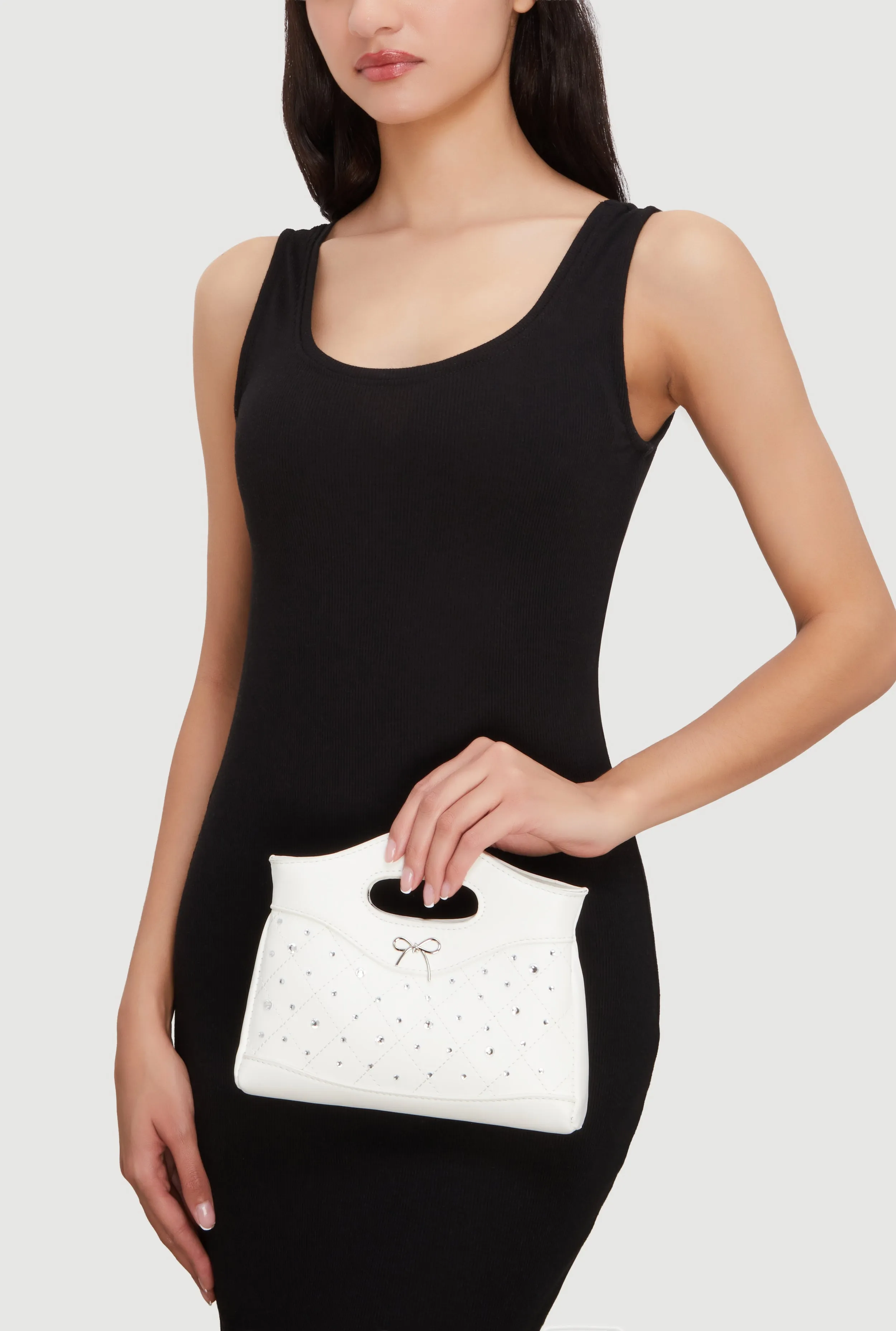 Rhinestone Bow Detail Crossbody Faux Leather Bag sold by Rainbow product image thumbnail 2