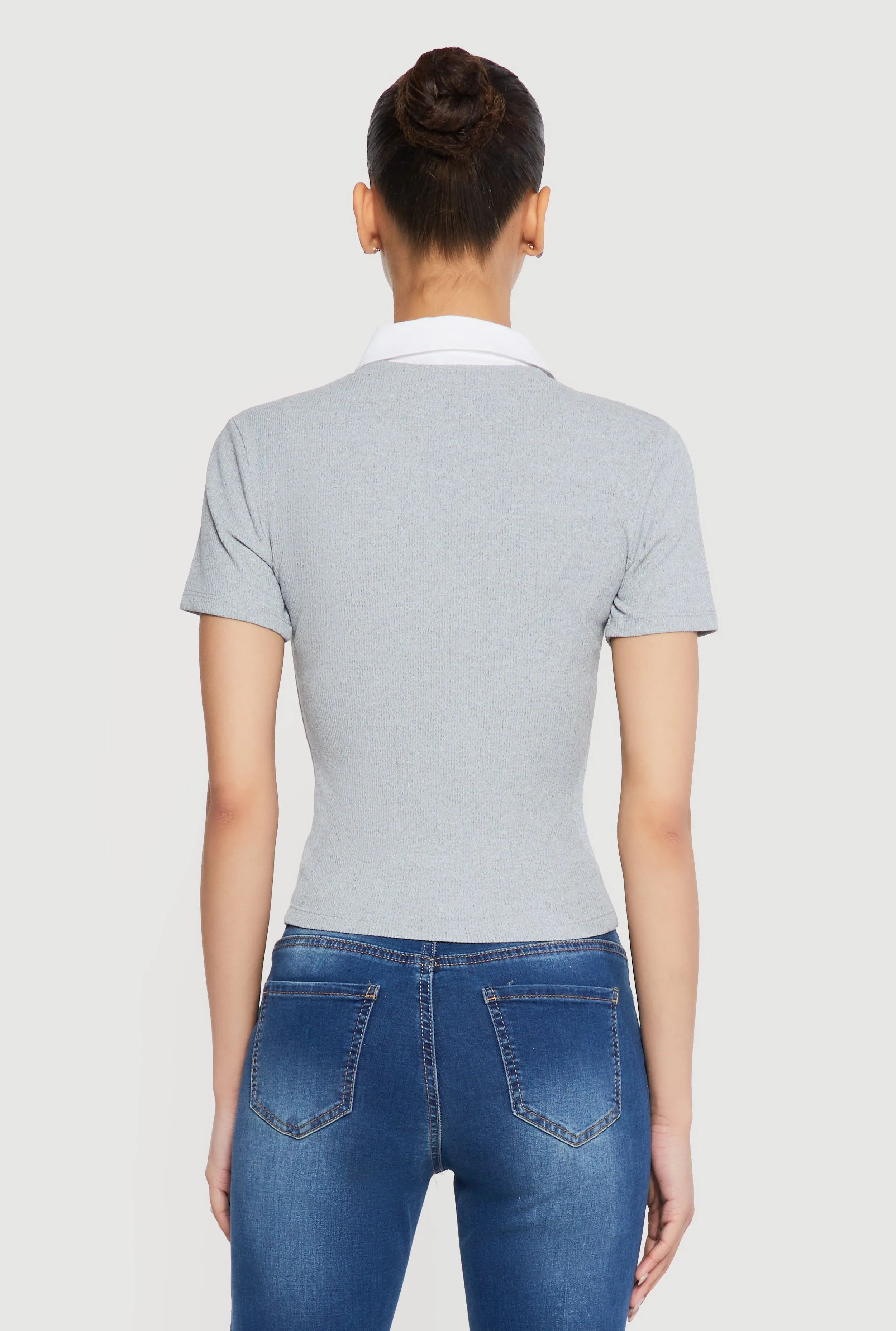 Layered Look Ribbed Knit Polo Top sold by Rainbow product image thumbnail 5