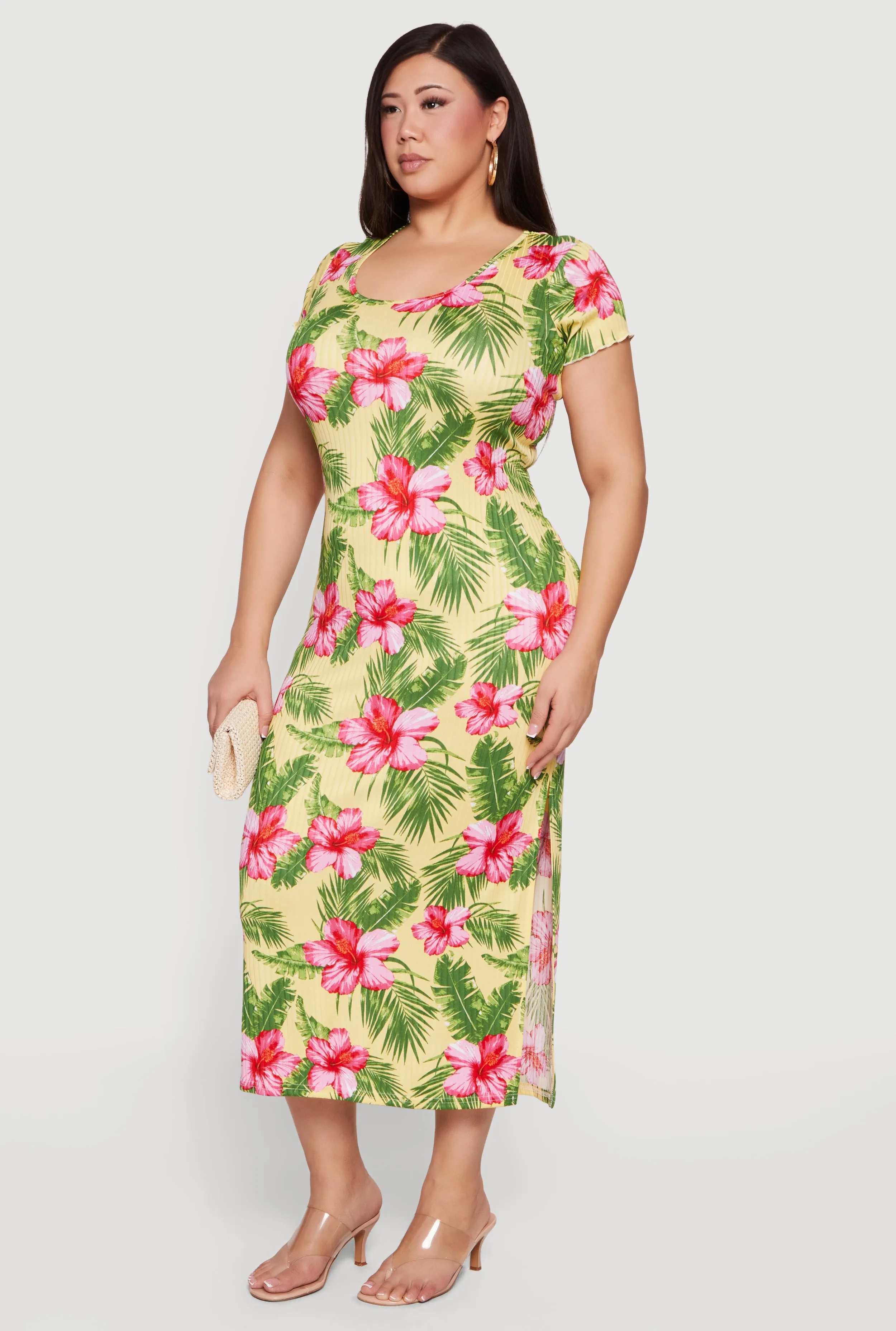 Plus Size Floral Print Side Slit Midi Dress sold by Rainbow product image thumbnail 2