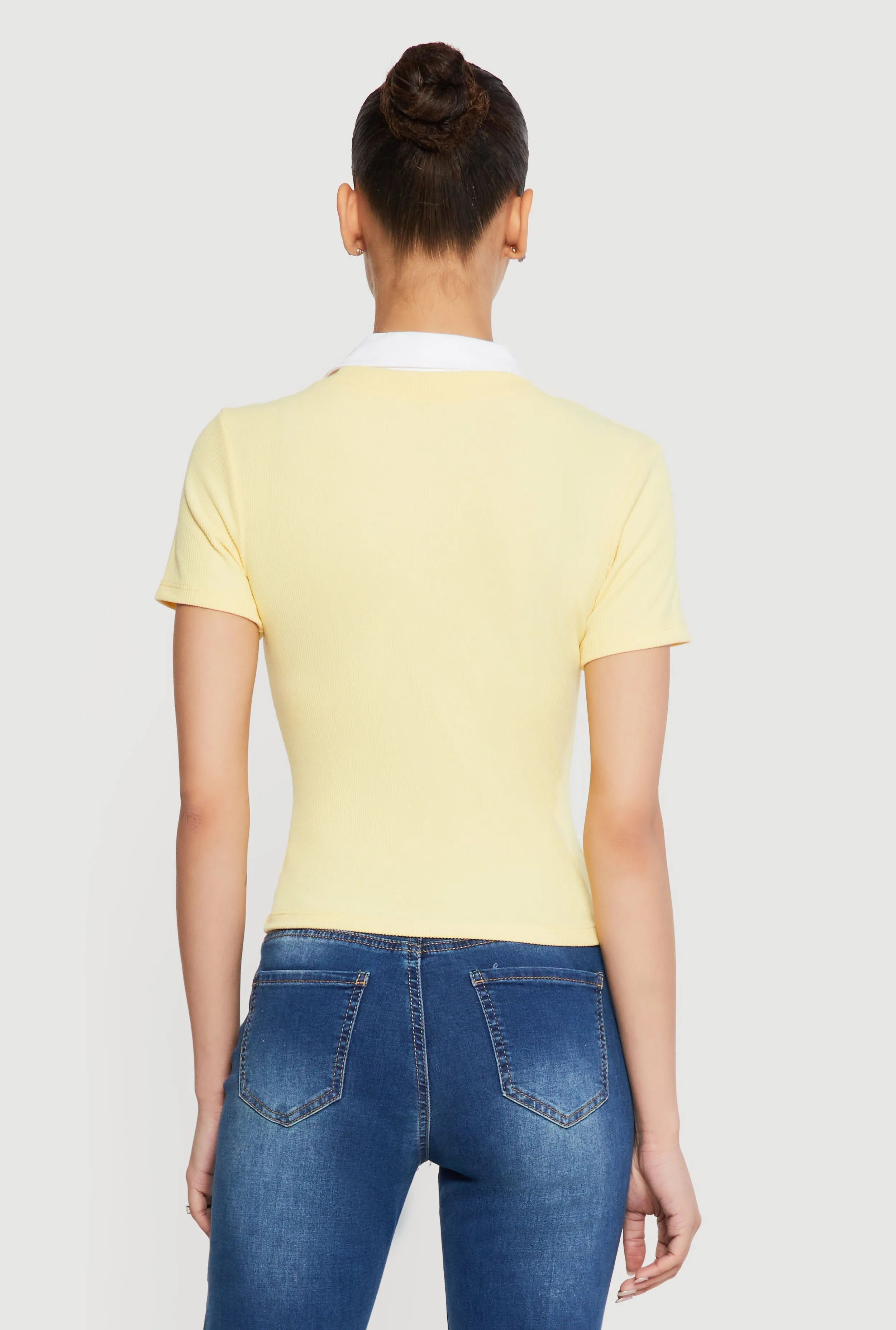 Layered Look Ribbed Knit Polo Top sold by Rainbow product image thumbnail 5