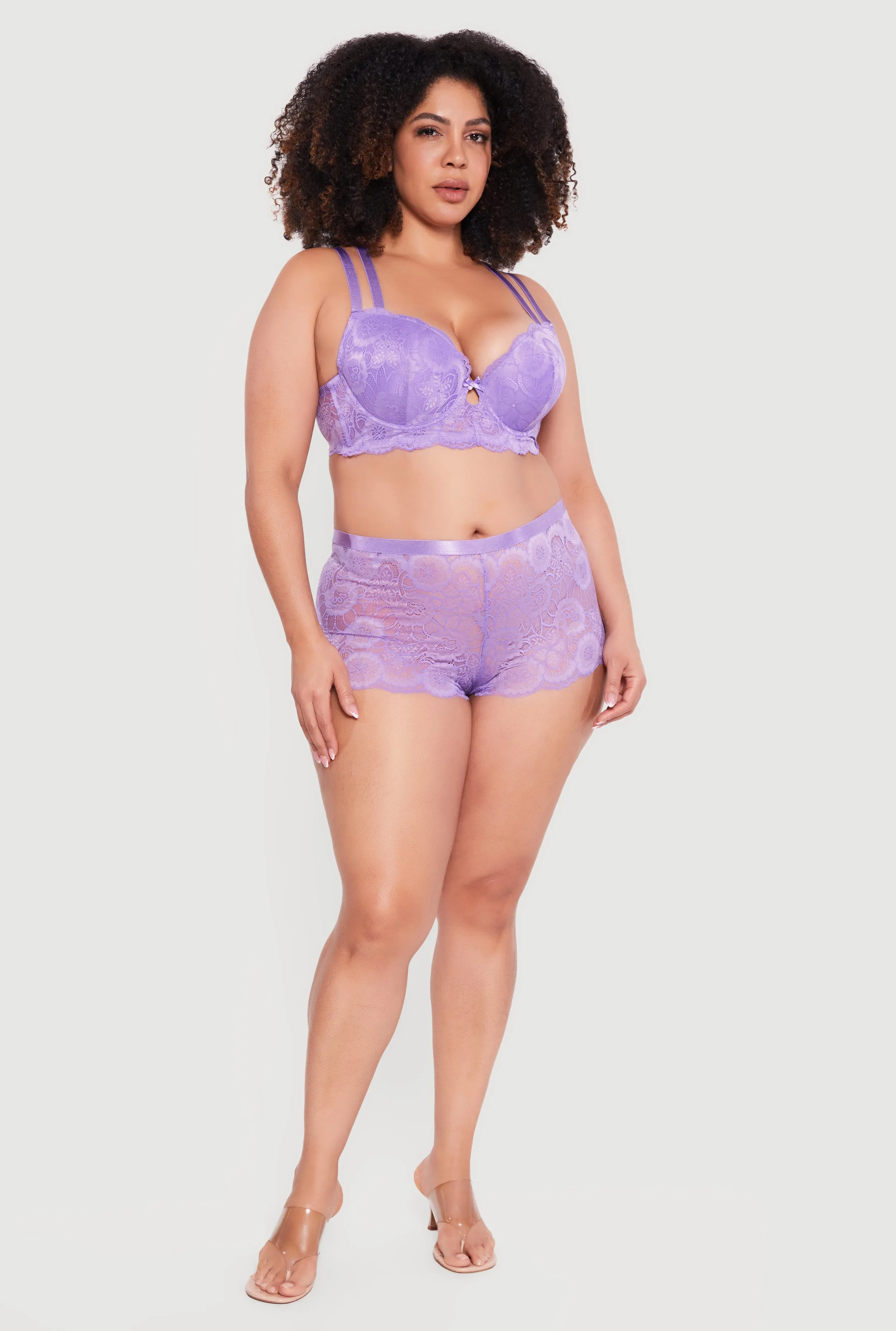 Plus Size Double Strap Keyhole Detail Lace Plunge Bra sold by Rainbow product image thumbnail 2