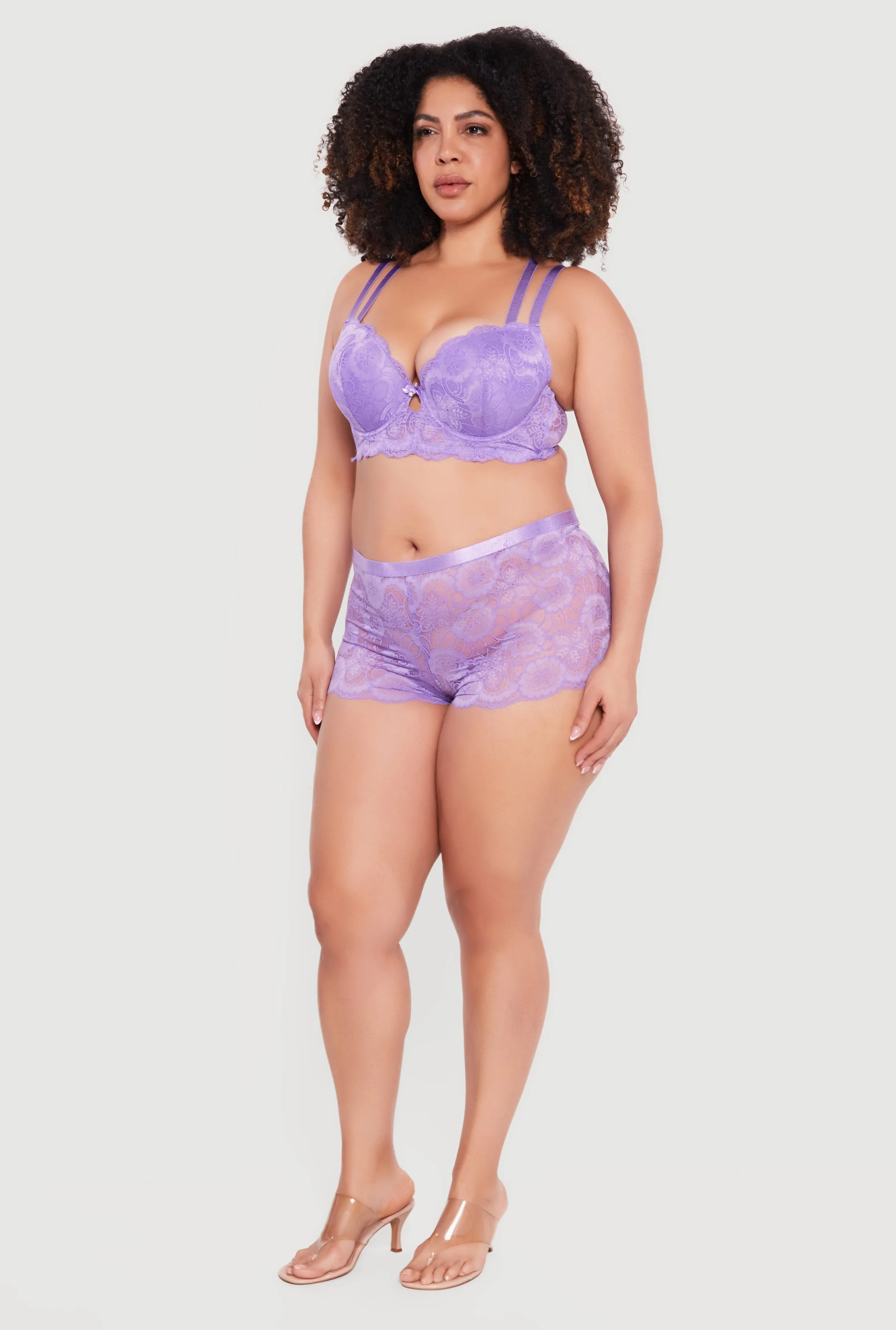 Plus Size Double Strap Keyhole Detail Lace Plunge Bra sold by Rainbow product image thumbnail 3