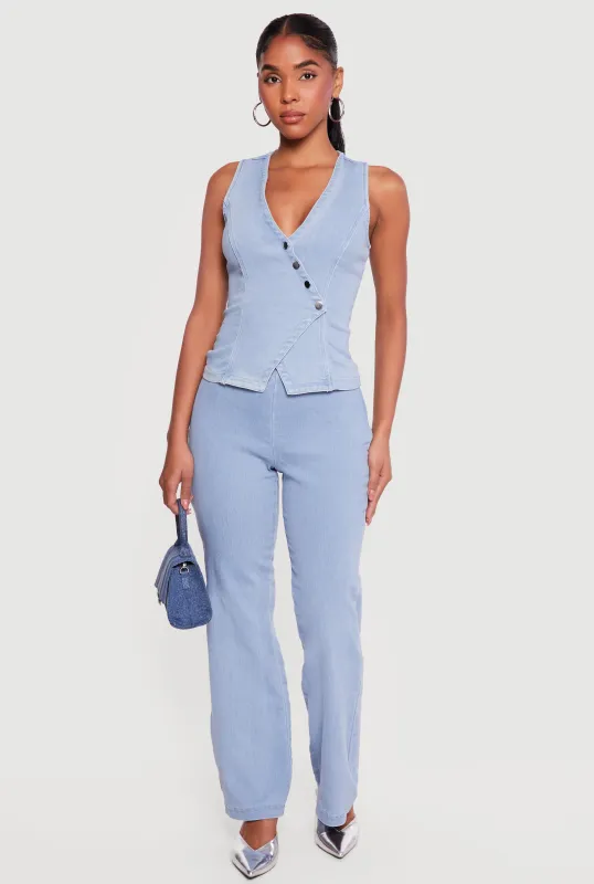 Denim High Waisted Side Zip Bootcut Jeans sold by Rainbow