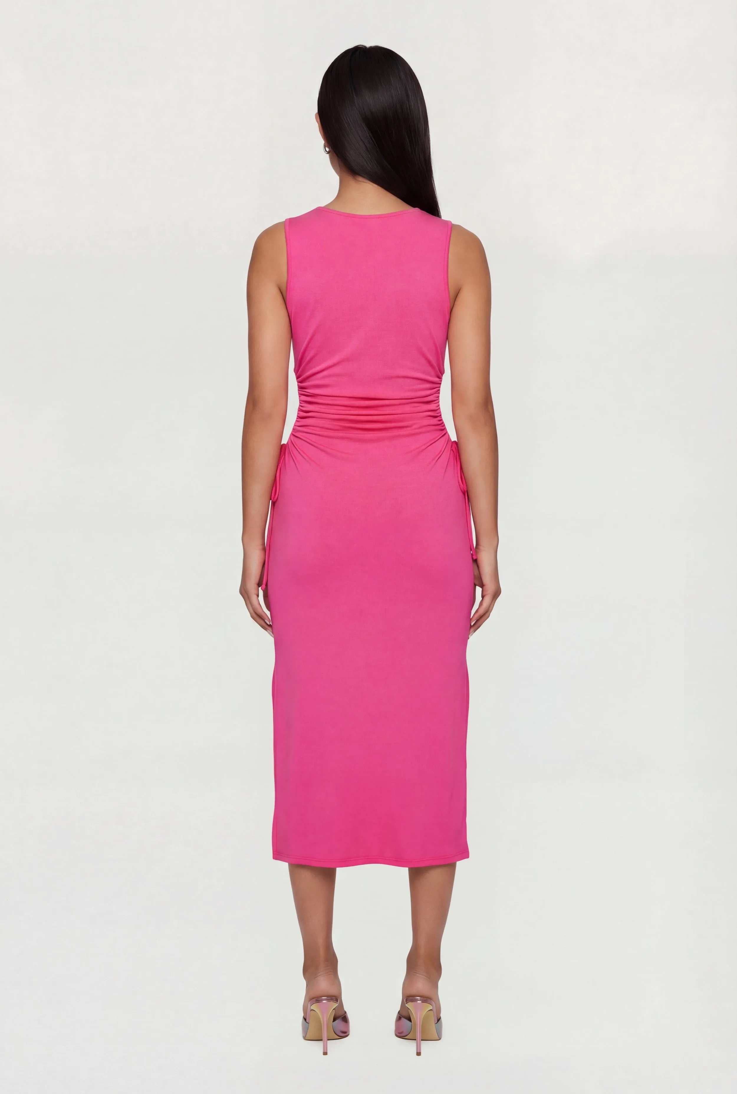 Side Slit Drawstring Side Midi Dress sold by Rainbow product image thumbnail 3