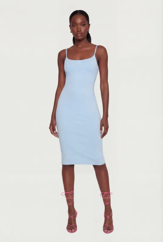 Scoop Neck Back Slit Midi Dress sold by Rainbow
