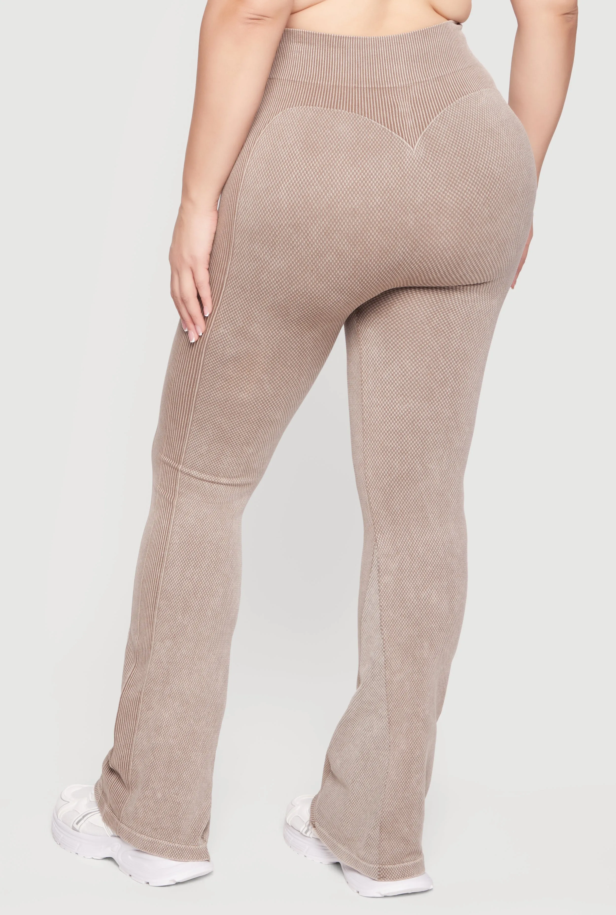 Plus Size Acid Wash Textured Knit Flare Leggings sold by Rainbow product image thumbnail 5