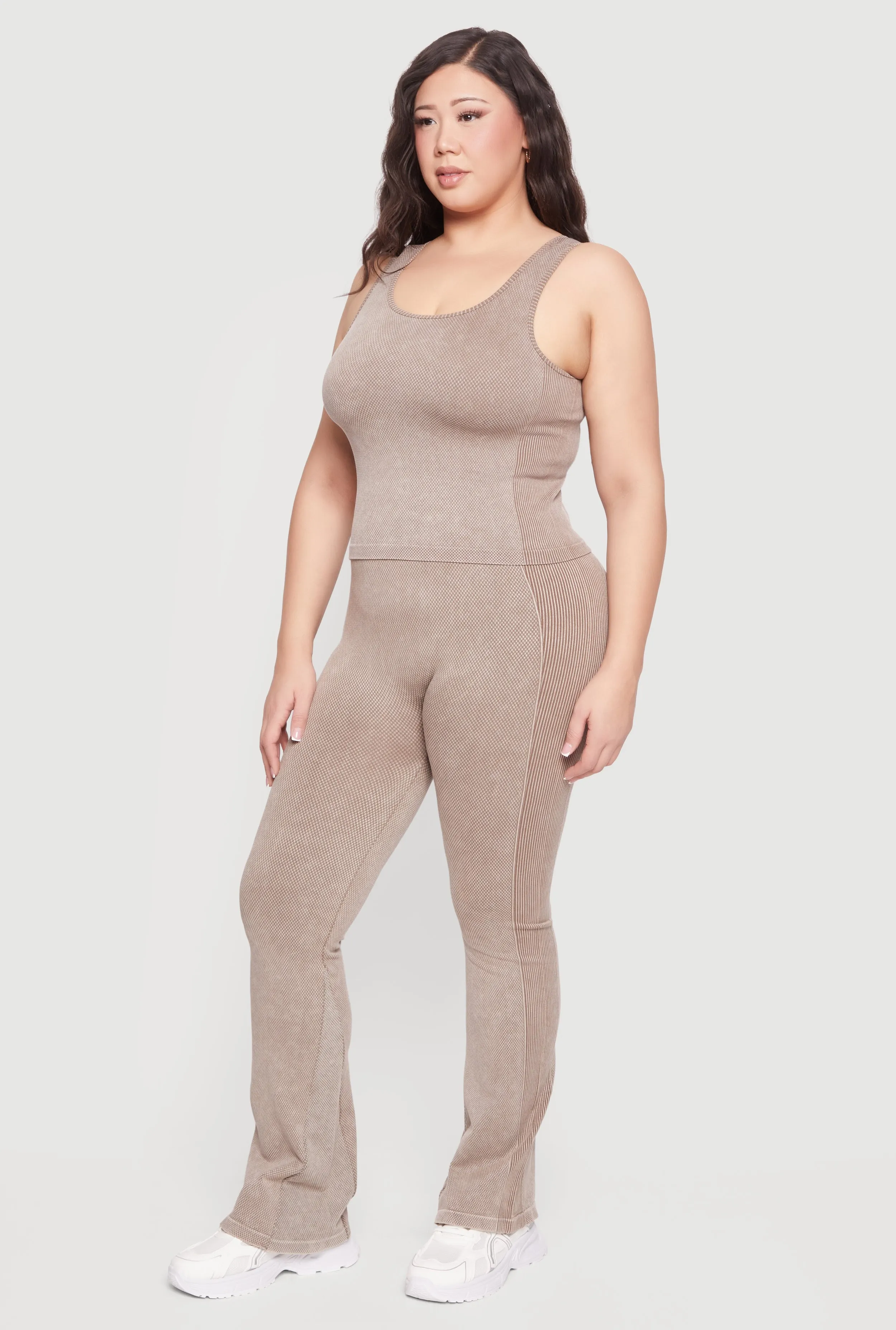 Plus Size Acid Wash Textured Knit Flare Leggings sold by Rainbow product image thumbnail 2