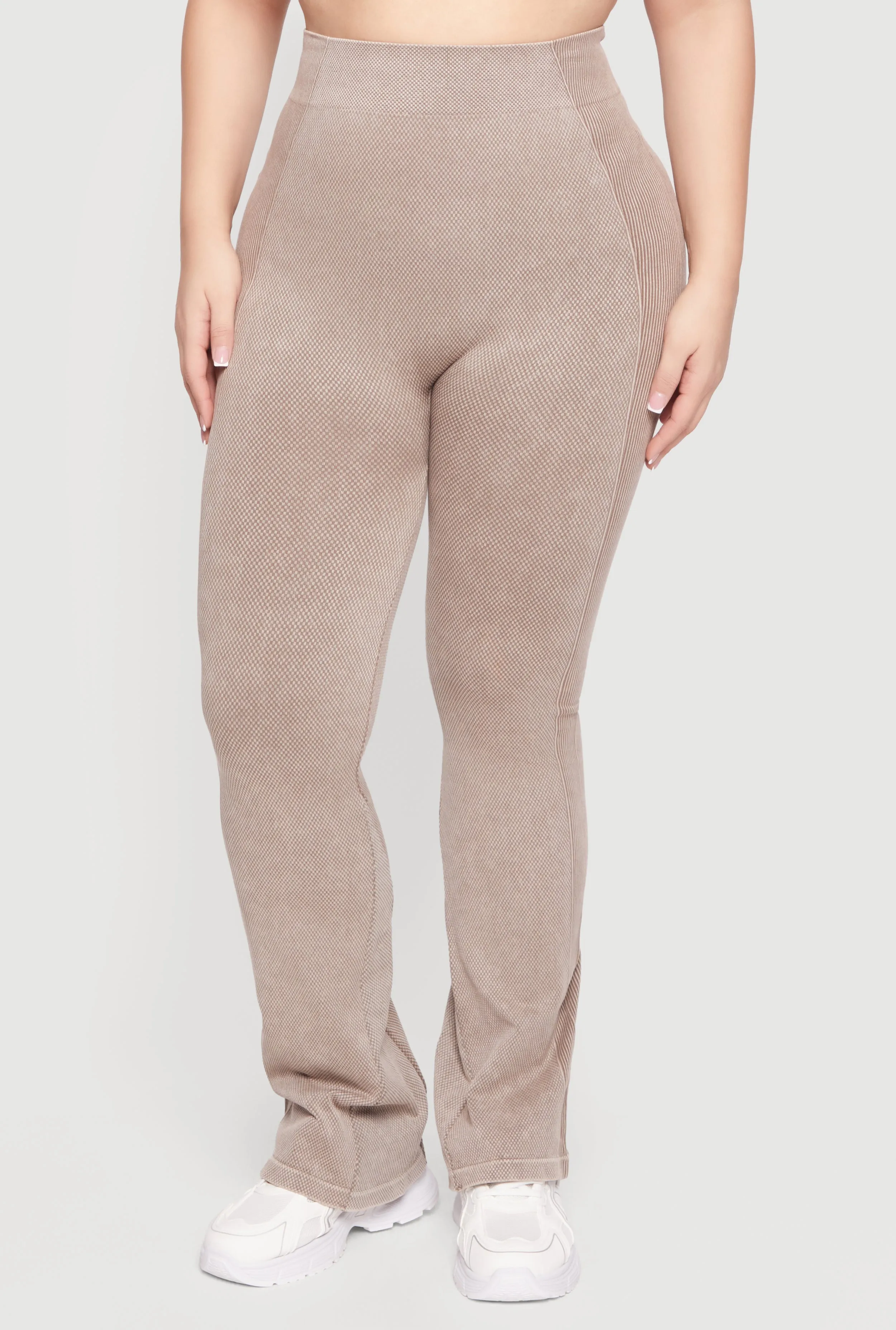 Plus Size Acid Wash Textured Knit Flare Leggings sold by Rainbow product image thumbnail 3