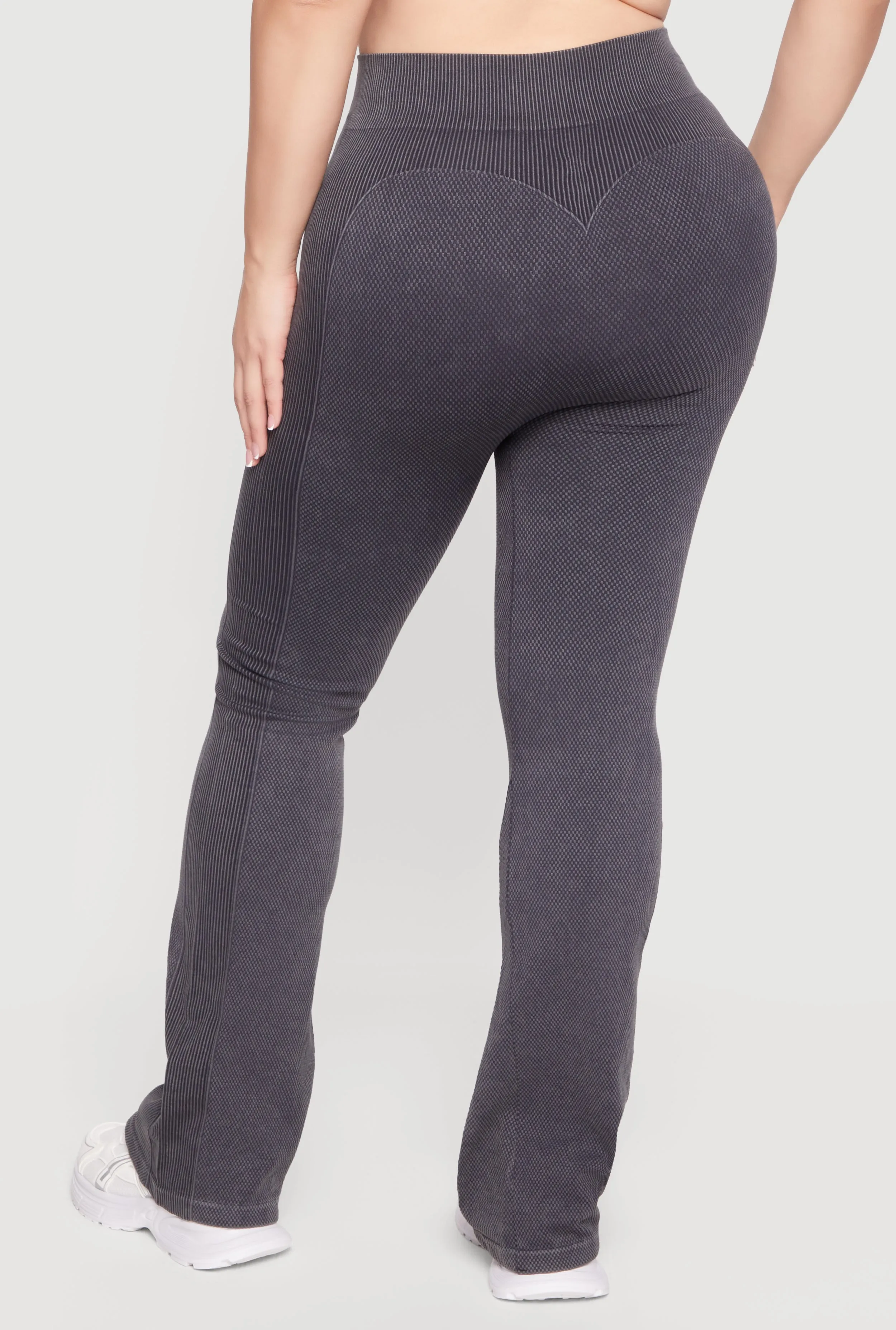 Plus Size Acid Wash Textured Knit Flare Leggings sold by Rainbow product image thumbnail 5