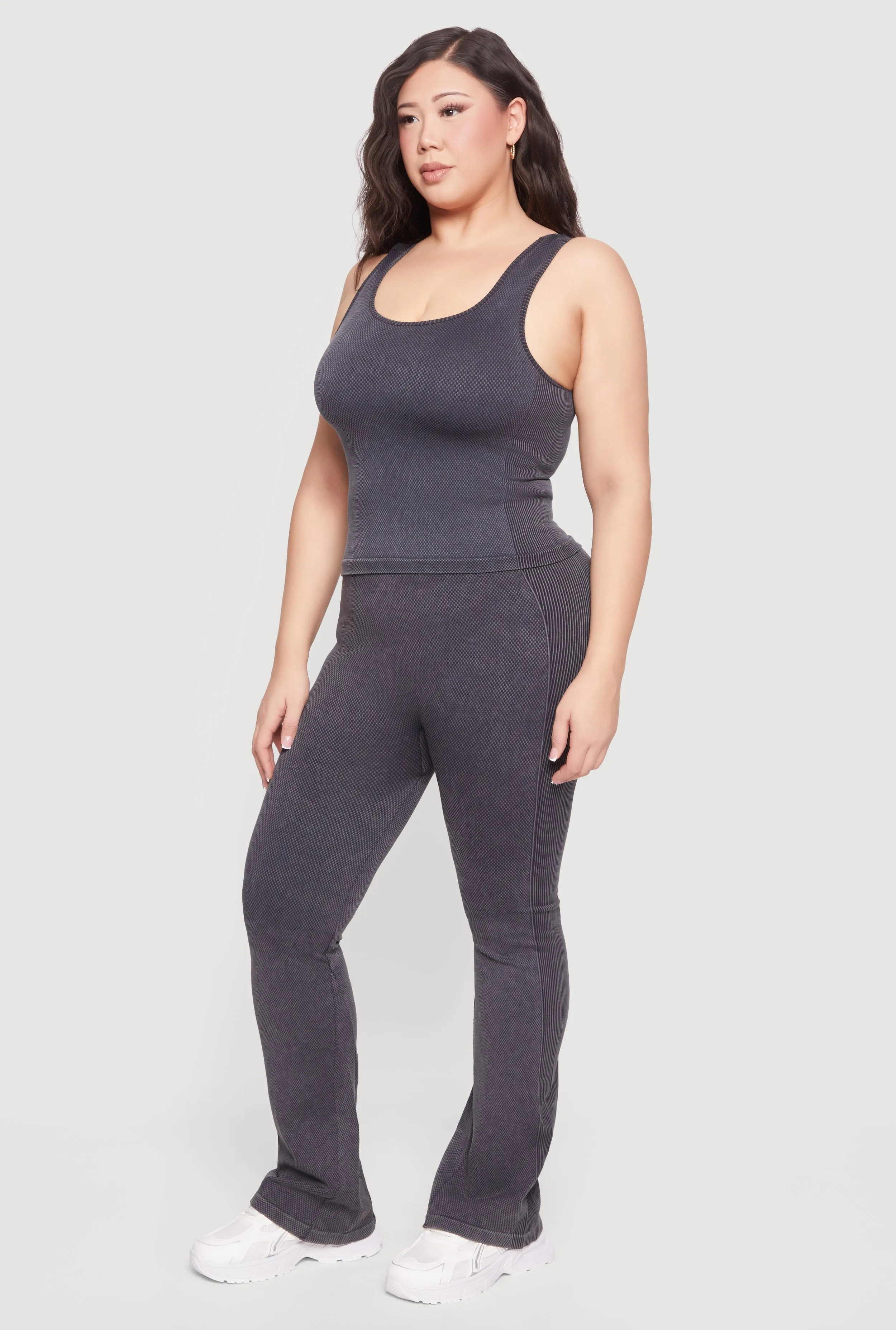 Plus Size Acid Wash Textured Knit Flare Leggings sold by Rainbow product image thumbnail 2