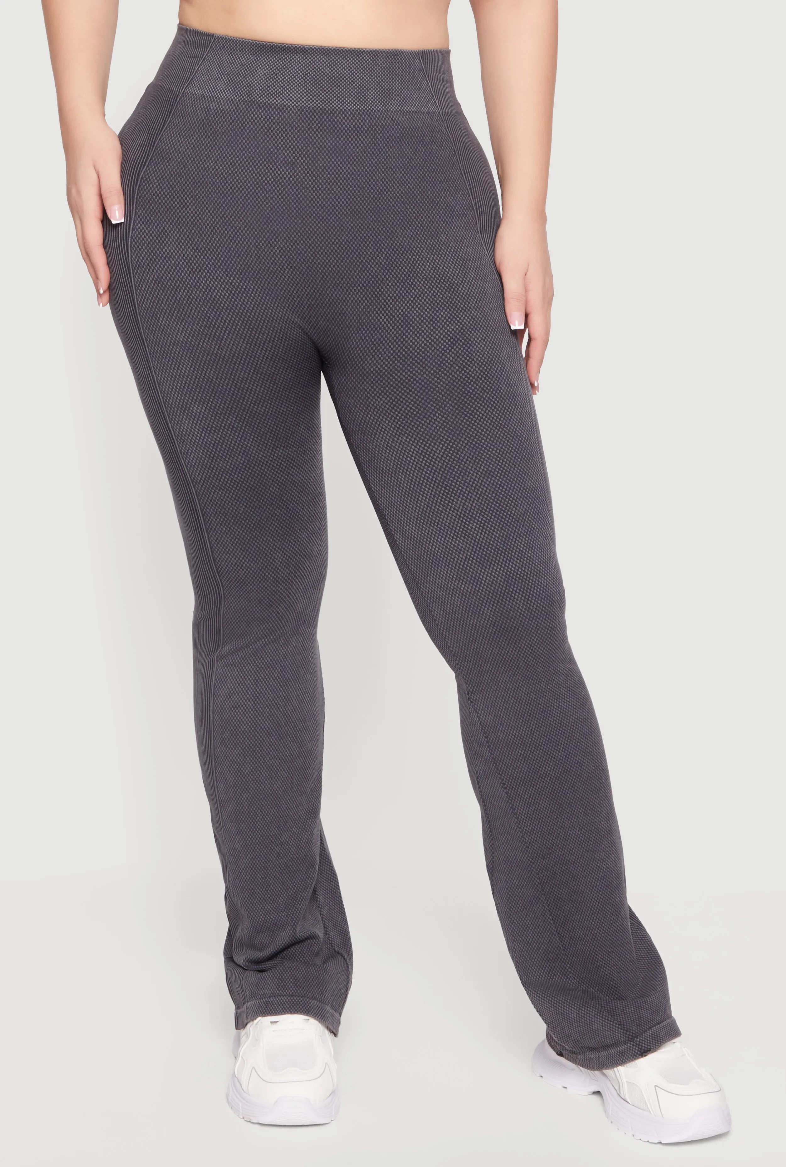 Plus Size Acid Wash Textured Knit Flare Leggings sold by Rainbow product image thumbnail 3