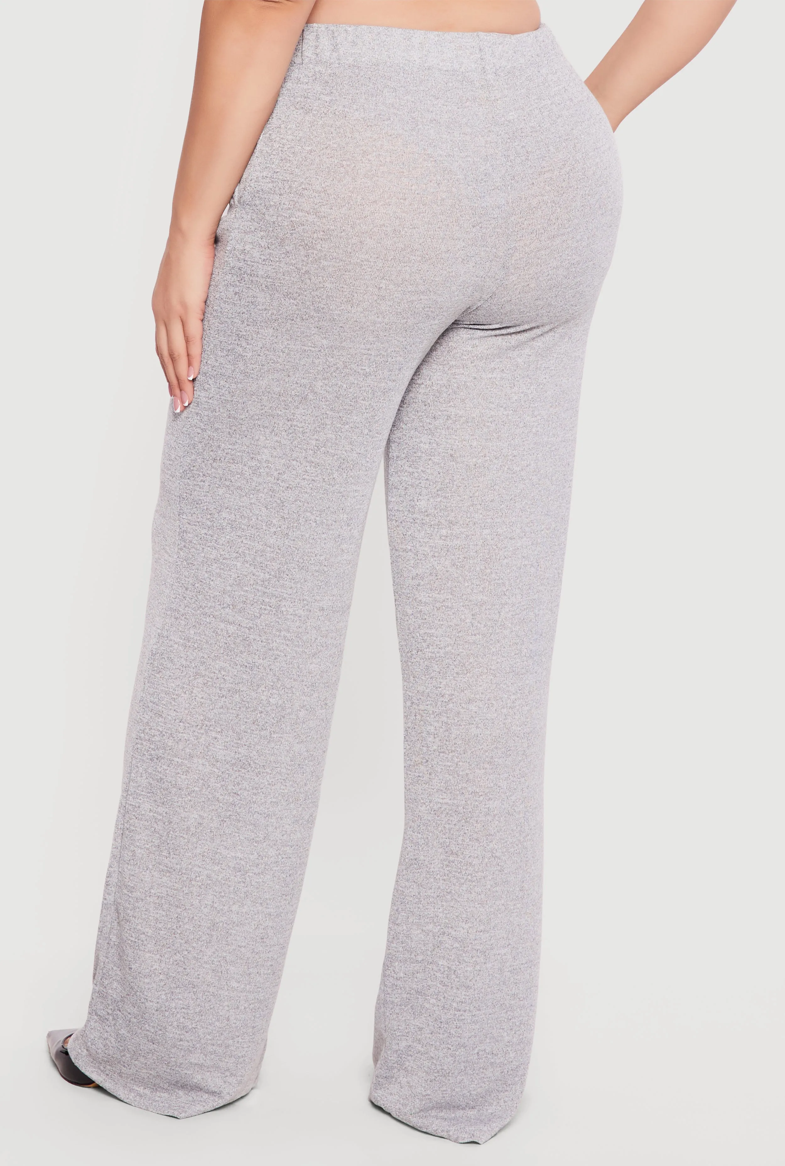 Plus Size High Waisted Wide Leg Brushed Knit Pants sold by Rainbow product image thumbnail 5