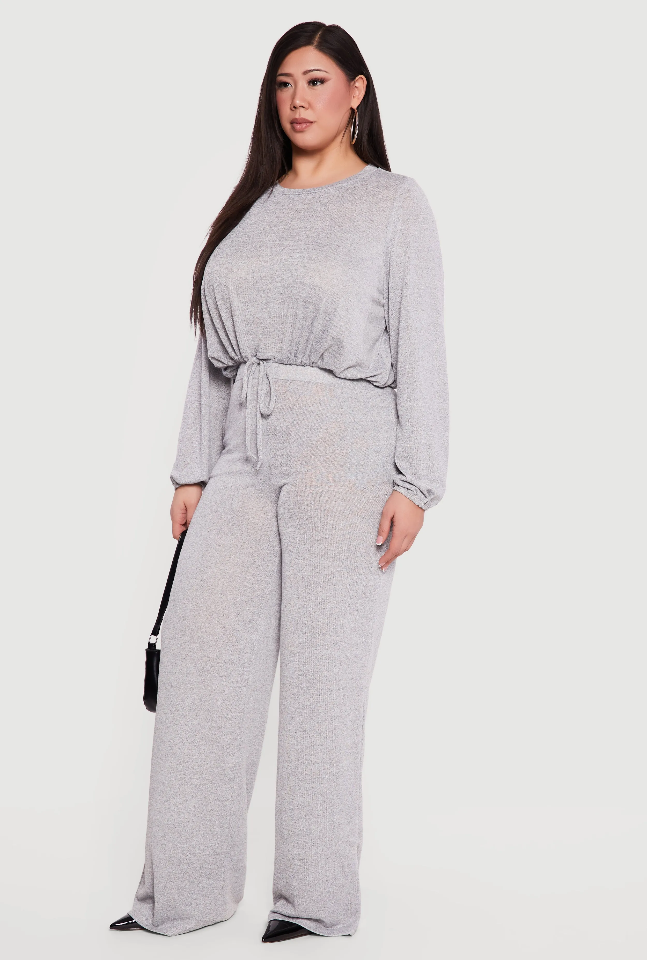 Plus Size High Waisted Wide Leg Brushed Knit Pants sold by Rainbow product image thumbnail 2