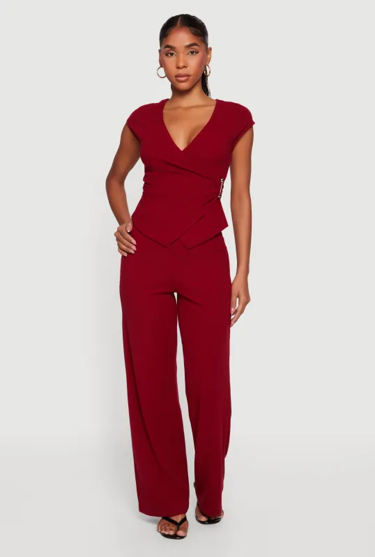 High Waisted Wide Leg Pull On Pants made by Haute Monde