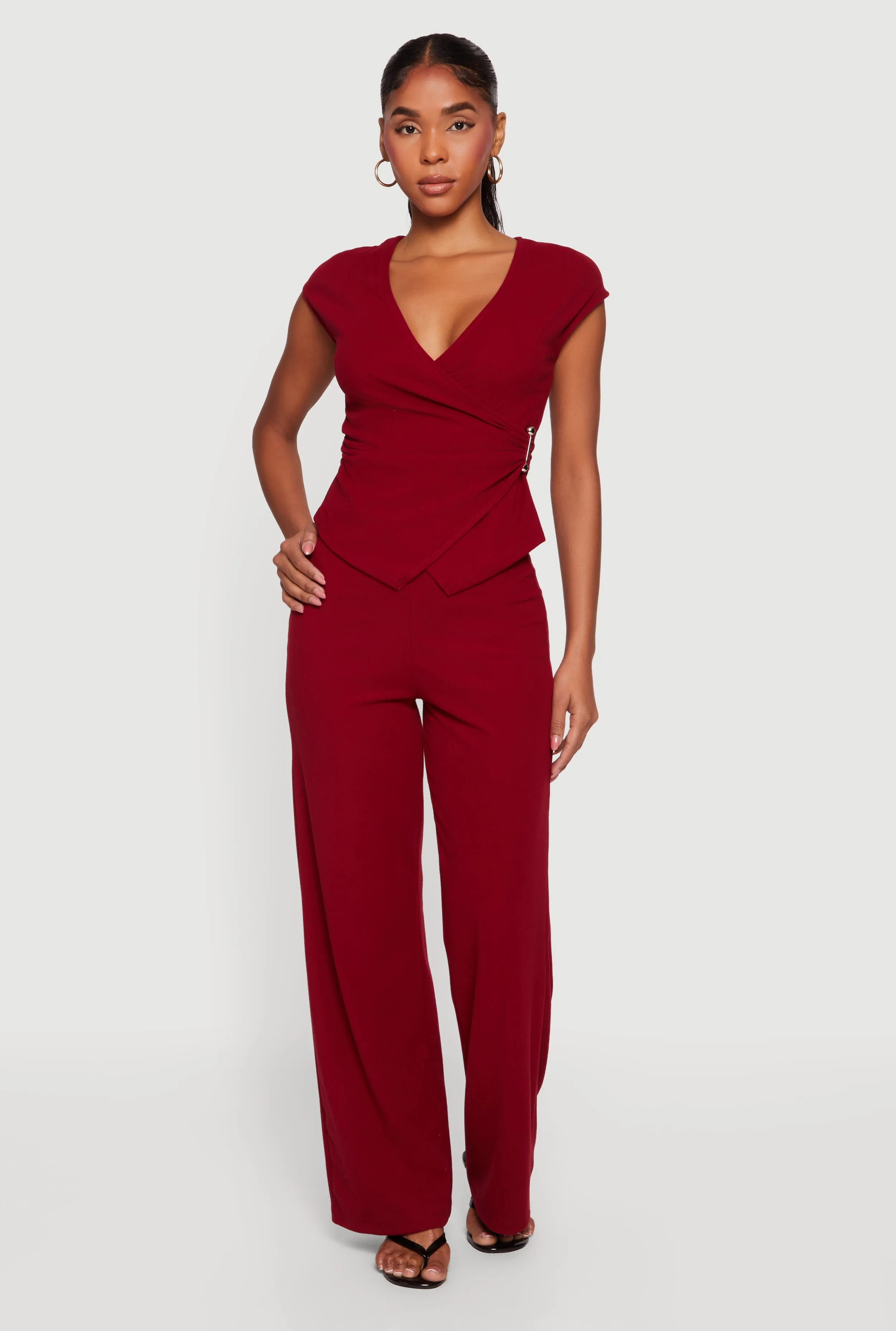 High Waisted Wide Leg Pull On Pants sold by Rainbow