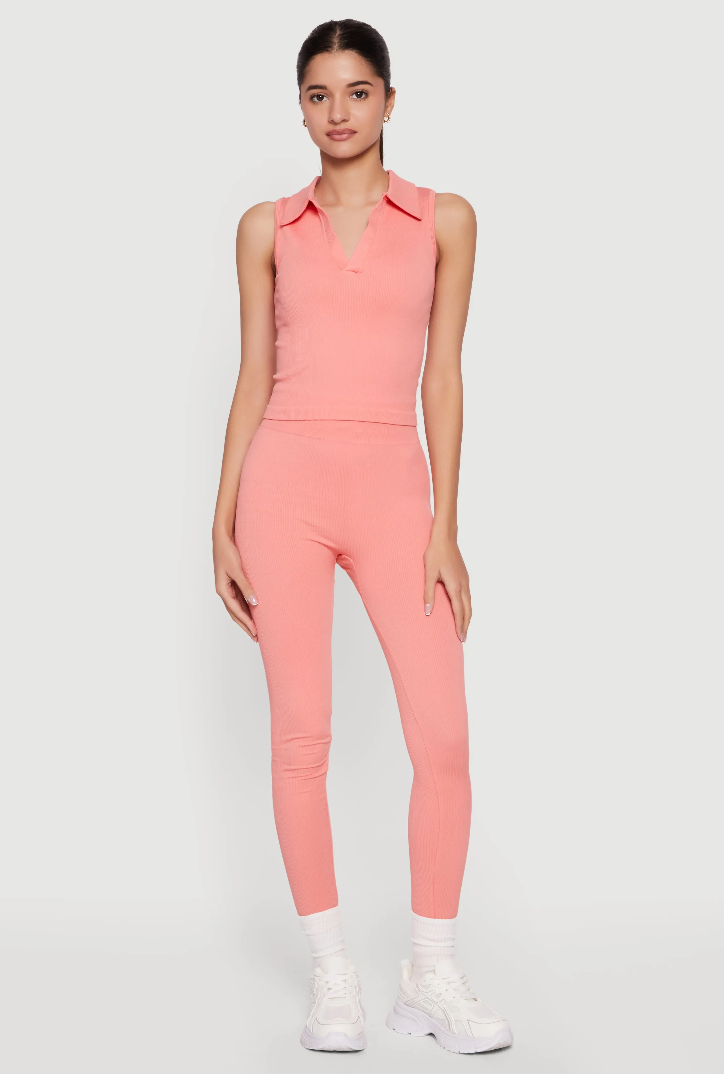 High Waisted Seamless Compression Rib Leggings sold by Rainbow