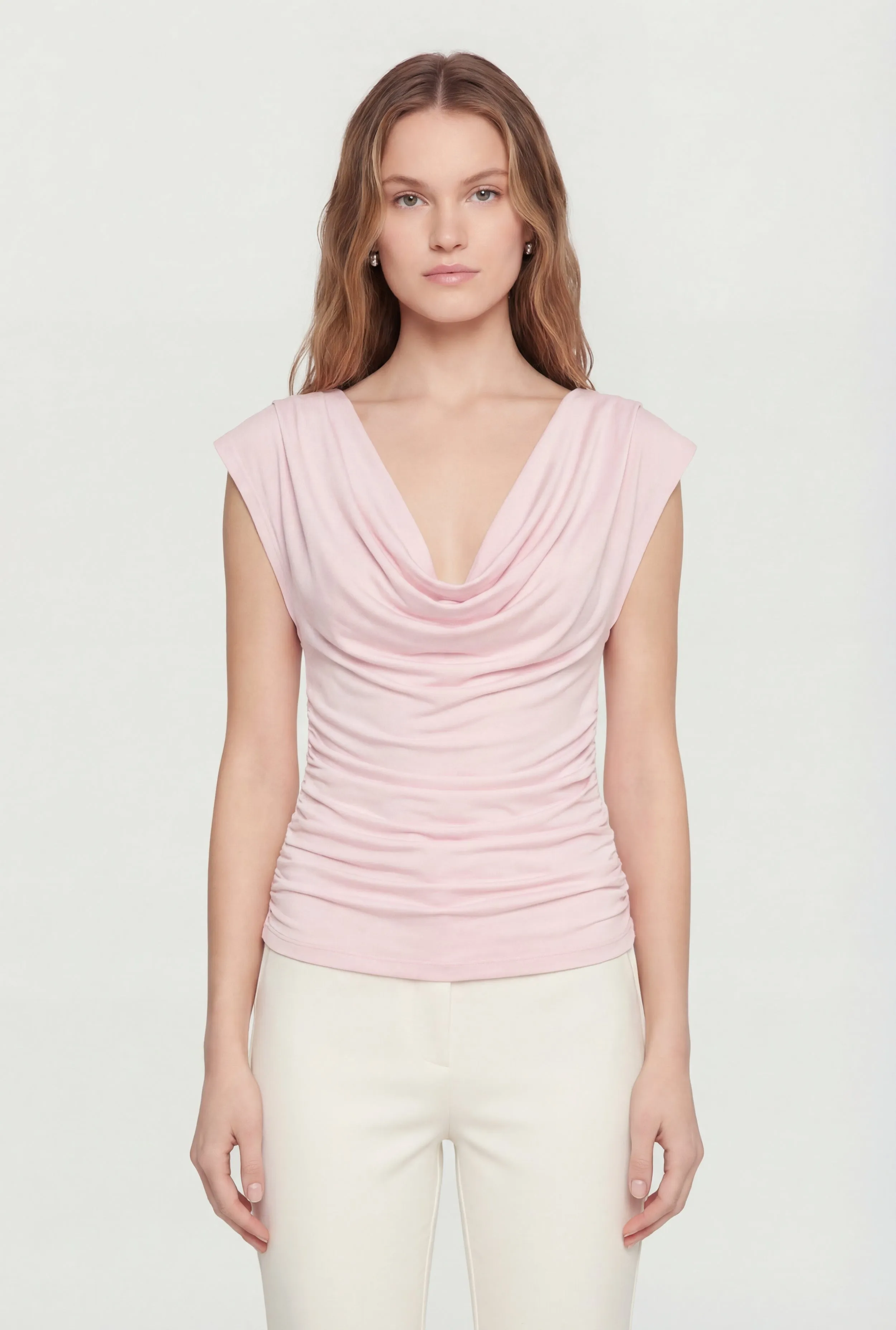 Ruched Side Cap Sleeve Cowl Neck Top sold by Rainbow product image thumbnail 2