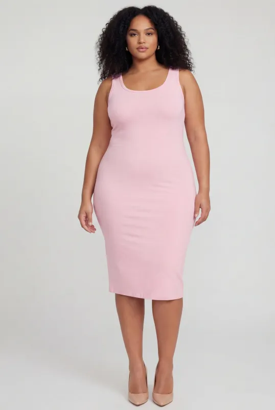 Plus Size Scoop Neck Tank Midi Dress sold by Rainbow