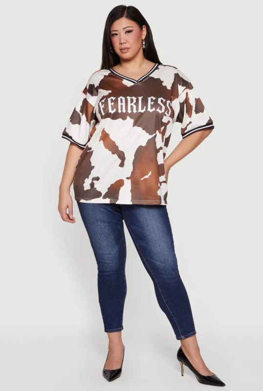 Plus Size Fearless Graphic Jersey sold by Rainbow