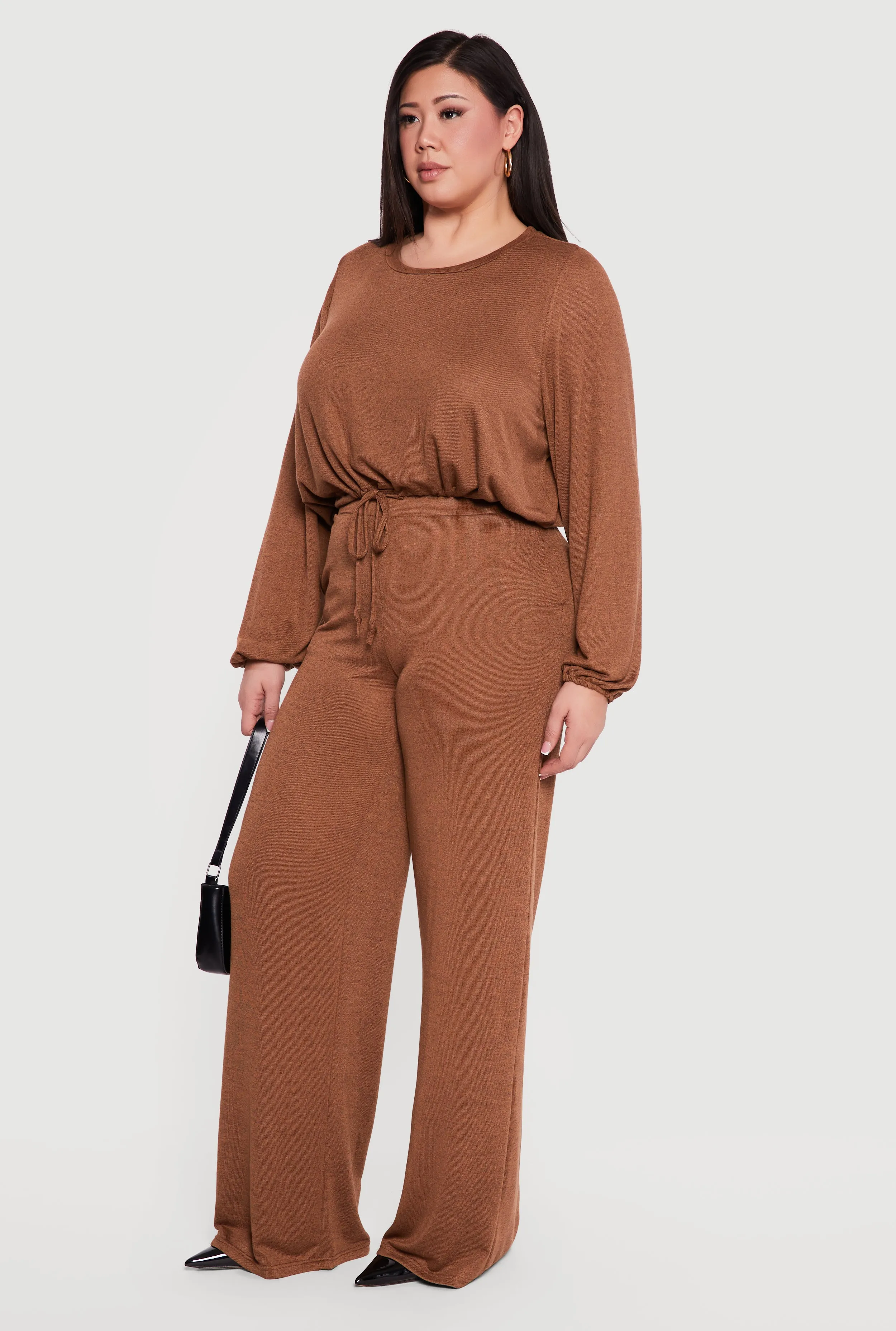 Plus Size Drawstring Hem Long Sleeve Crop Top sold by Rainbow product image thumbnail 3