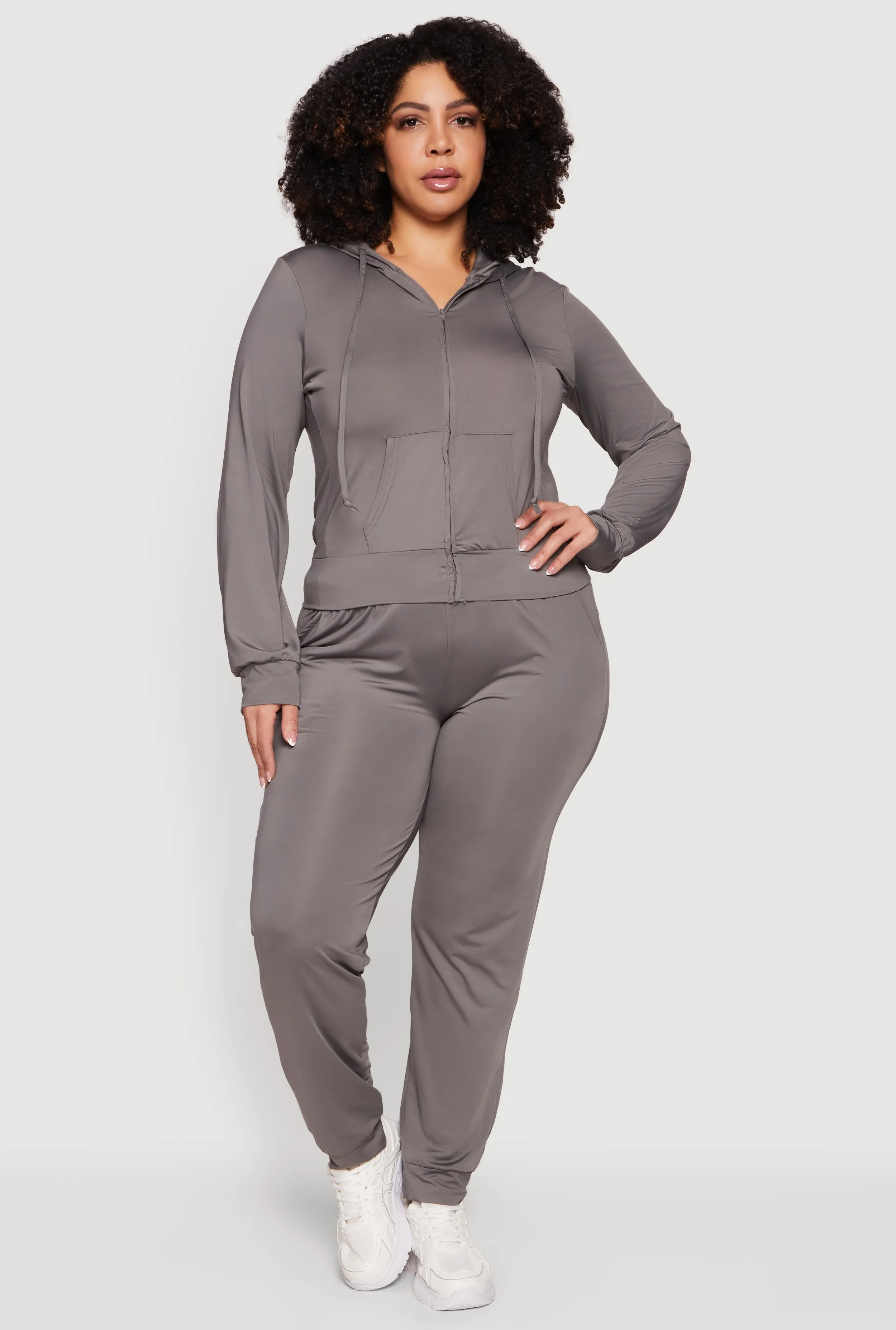 Plus Size Zip Front Hooded Active Jacket sold by Rainbow product image thumbnail 2