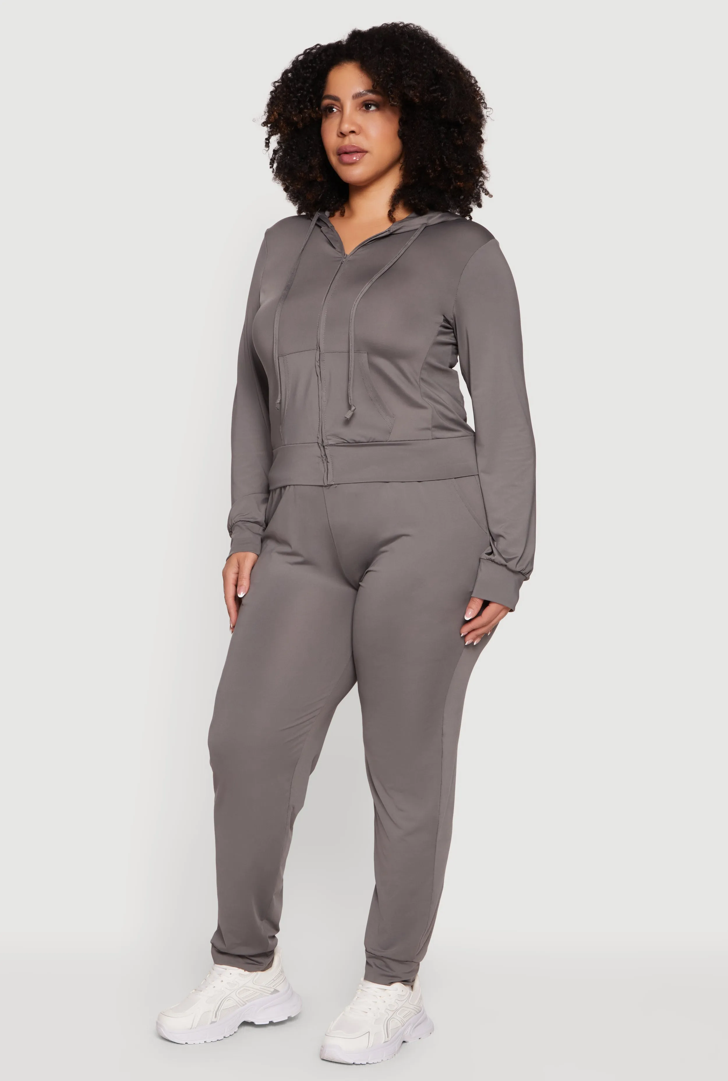 Plus Size Zip Front Hooded Active Jacket sold by Rainbow product image thumbnail 3