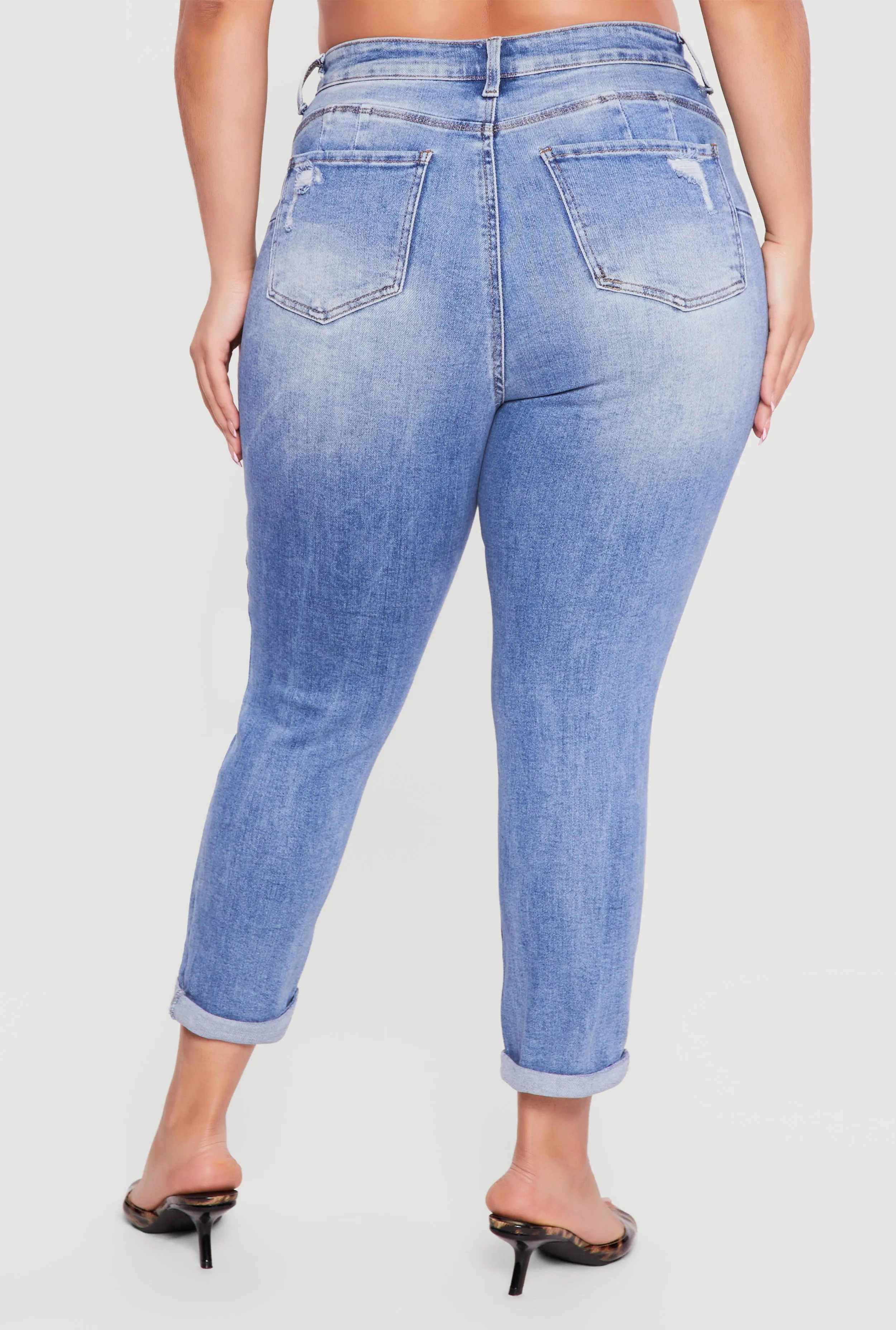 Plus Size WAX Rolled Cuff Distressed Jeans sold by Rainbow product image thumbnail 5