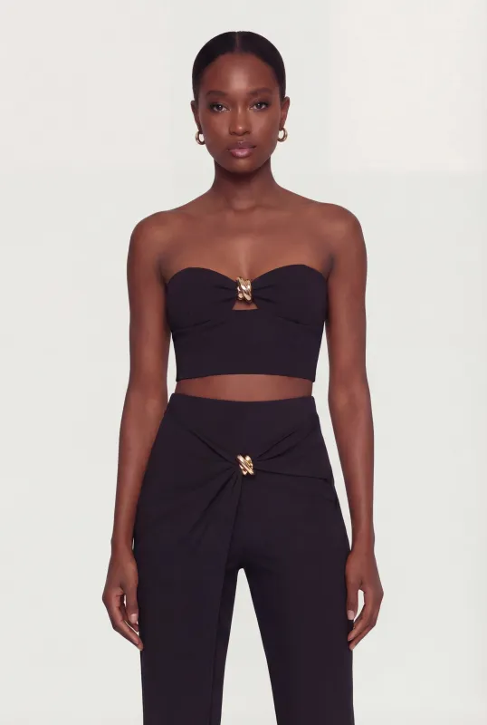 Metallic Detail Keyhole Cropped Corset Top made by Rainbow