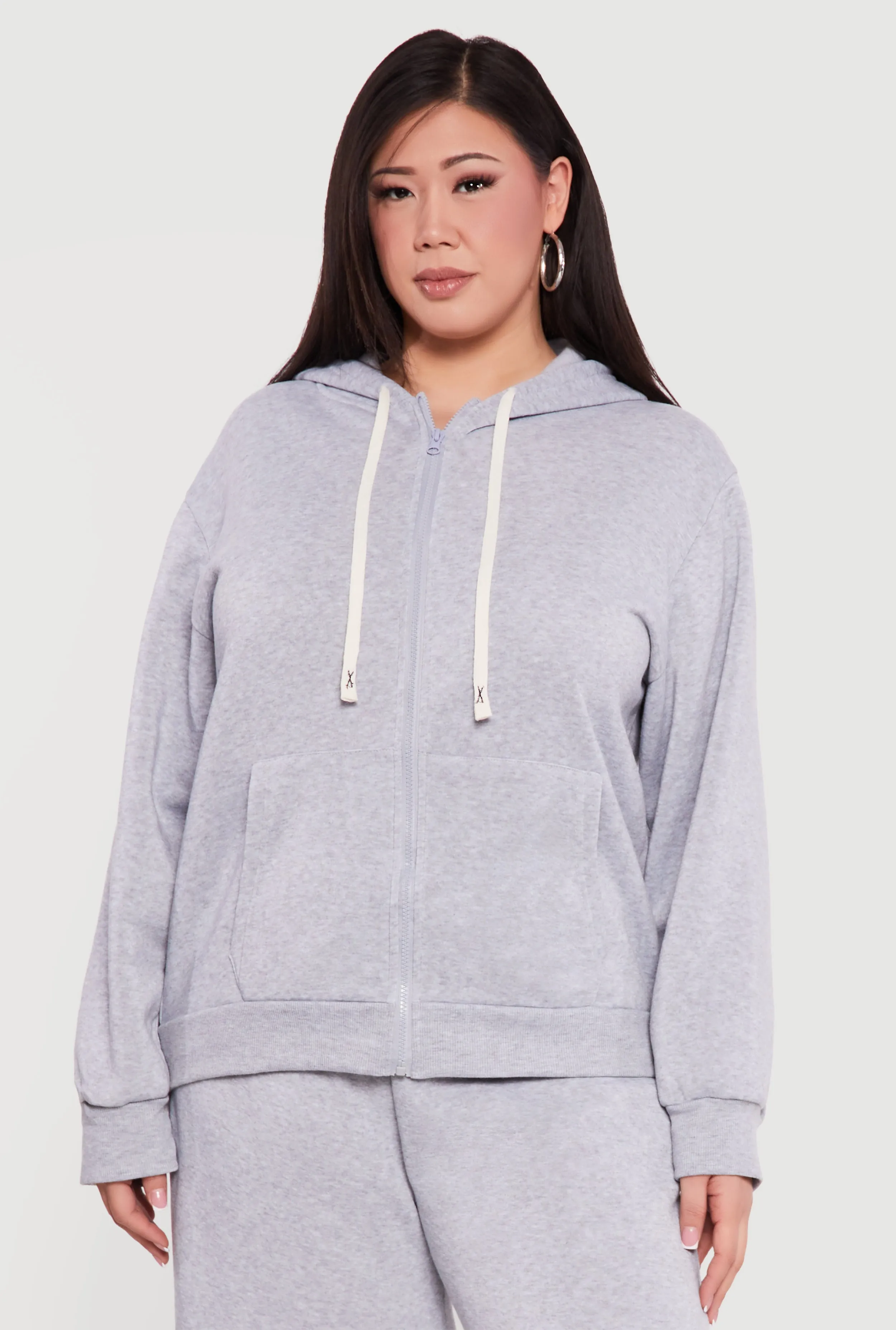 Plus Size Zip Front Fleece Hoodie sold by Rainbow product image thumbnail 2