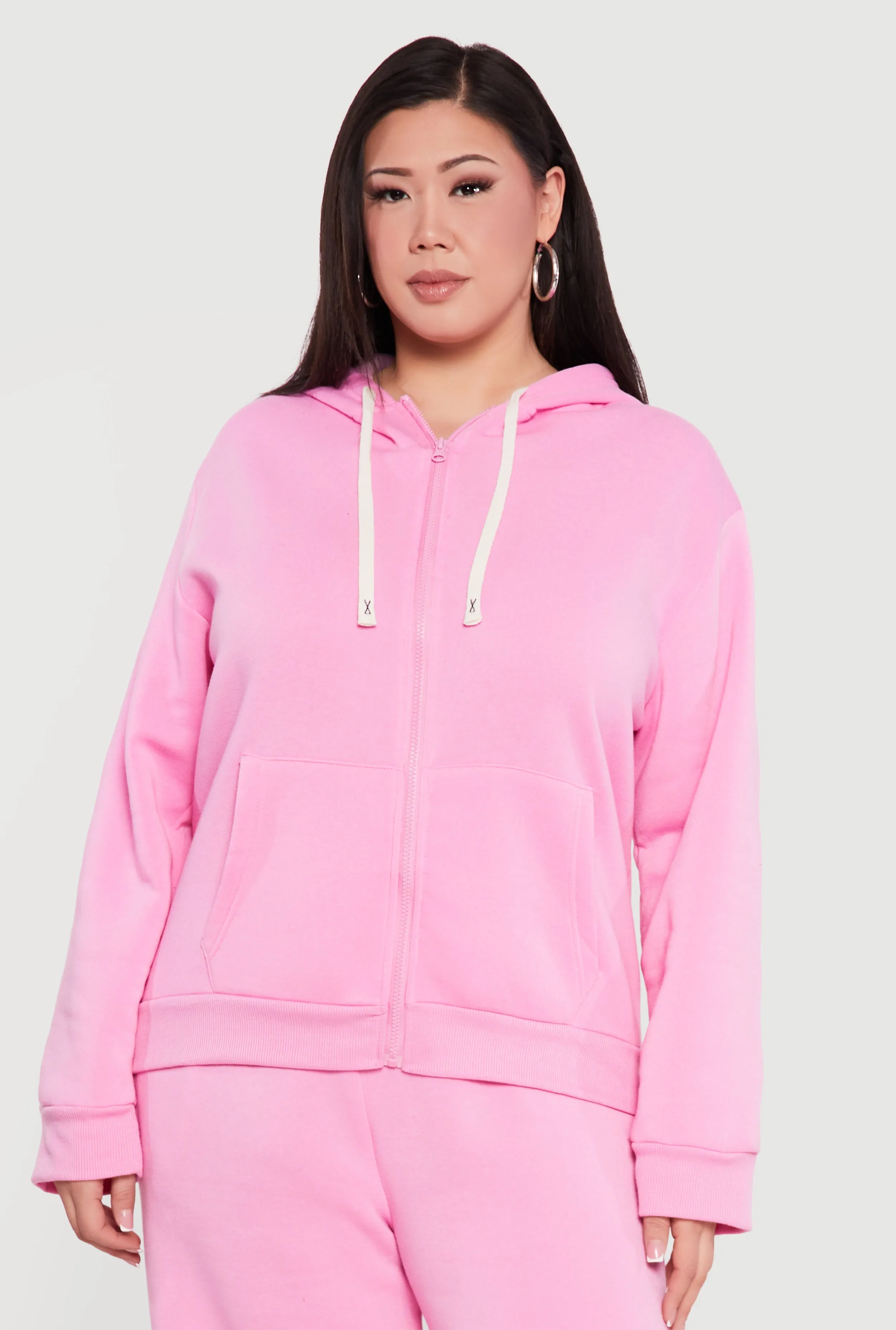 Plus Size Zip Front Fleece Hoodie sold by Rainbow product image thumbnail 3