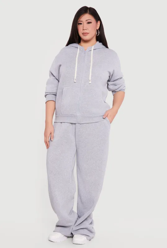 Plus Size High Waisted Wide Leg Fleece Sweatpants sold by Rainbow