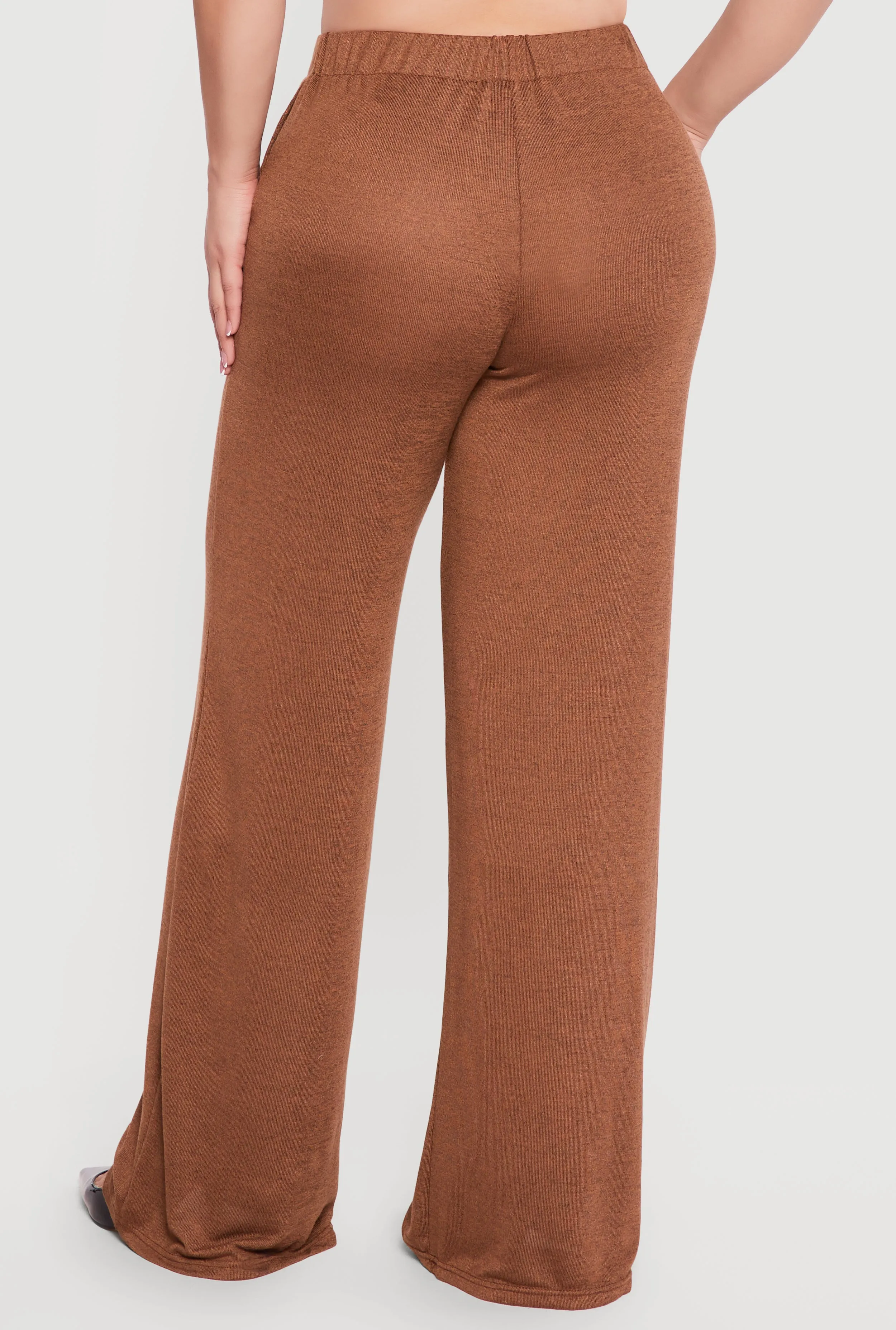 Plus Size High Waisted Wide Leg Brushed Knit Pants sold by Rainbow product image thumbnail 5