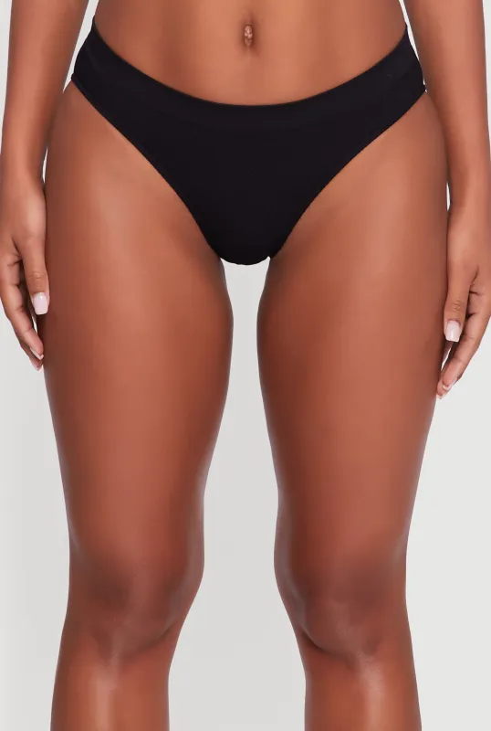 Solid Seamless Ribbed Knit Bikini Underwear sold by Rainbow